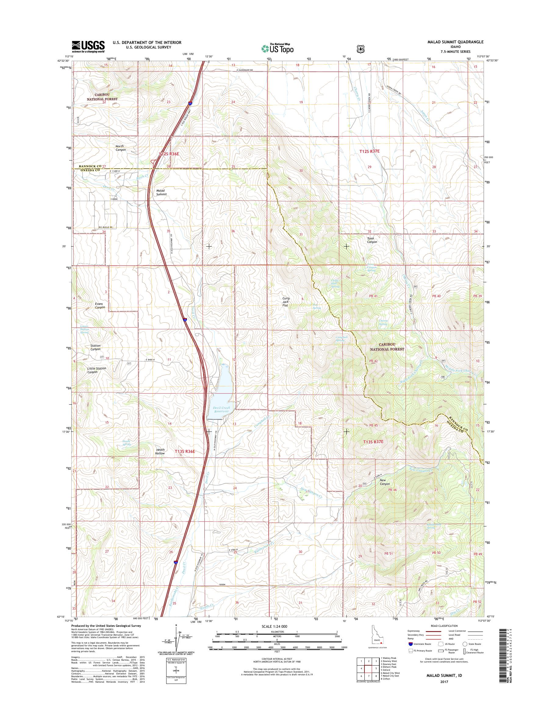 MyTopo Malad Summit, Idaho USGS Quad Topo Map