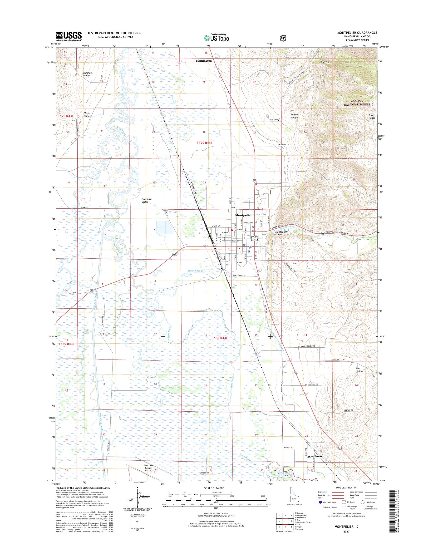 MyTopo Montpelier, Idaho USGS Quad Topo Map
