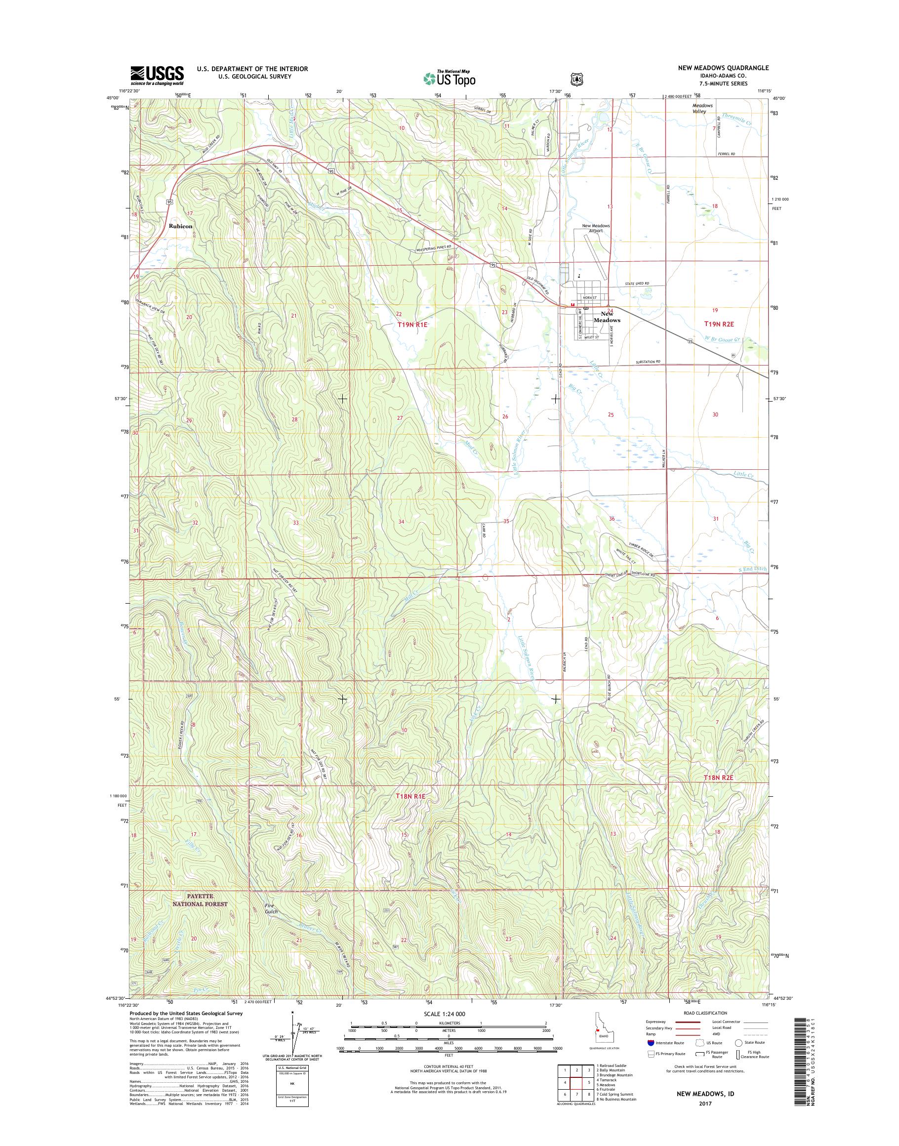 MyTopo New Meadows, Idaho USGS Quad Topo Map
