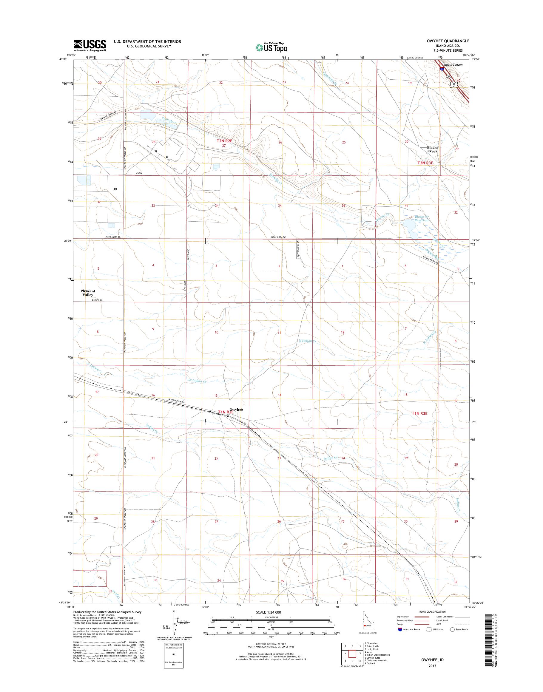 MyTopo Owyhee, Idaho USGS Quad Topo Map