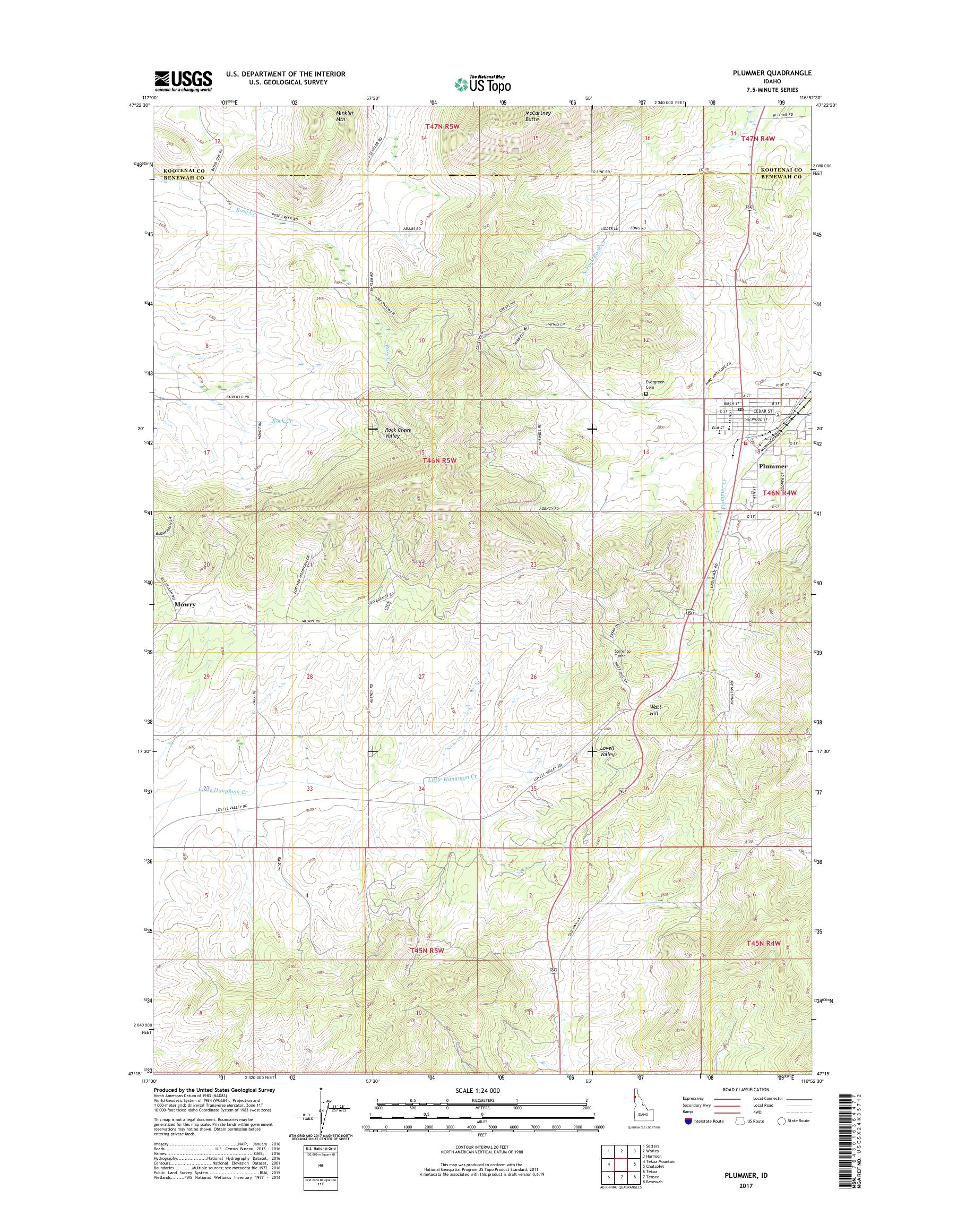 MyTopo Plummer, Idaho USGS Quad Topo Map
