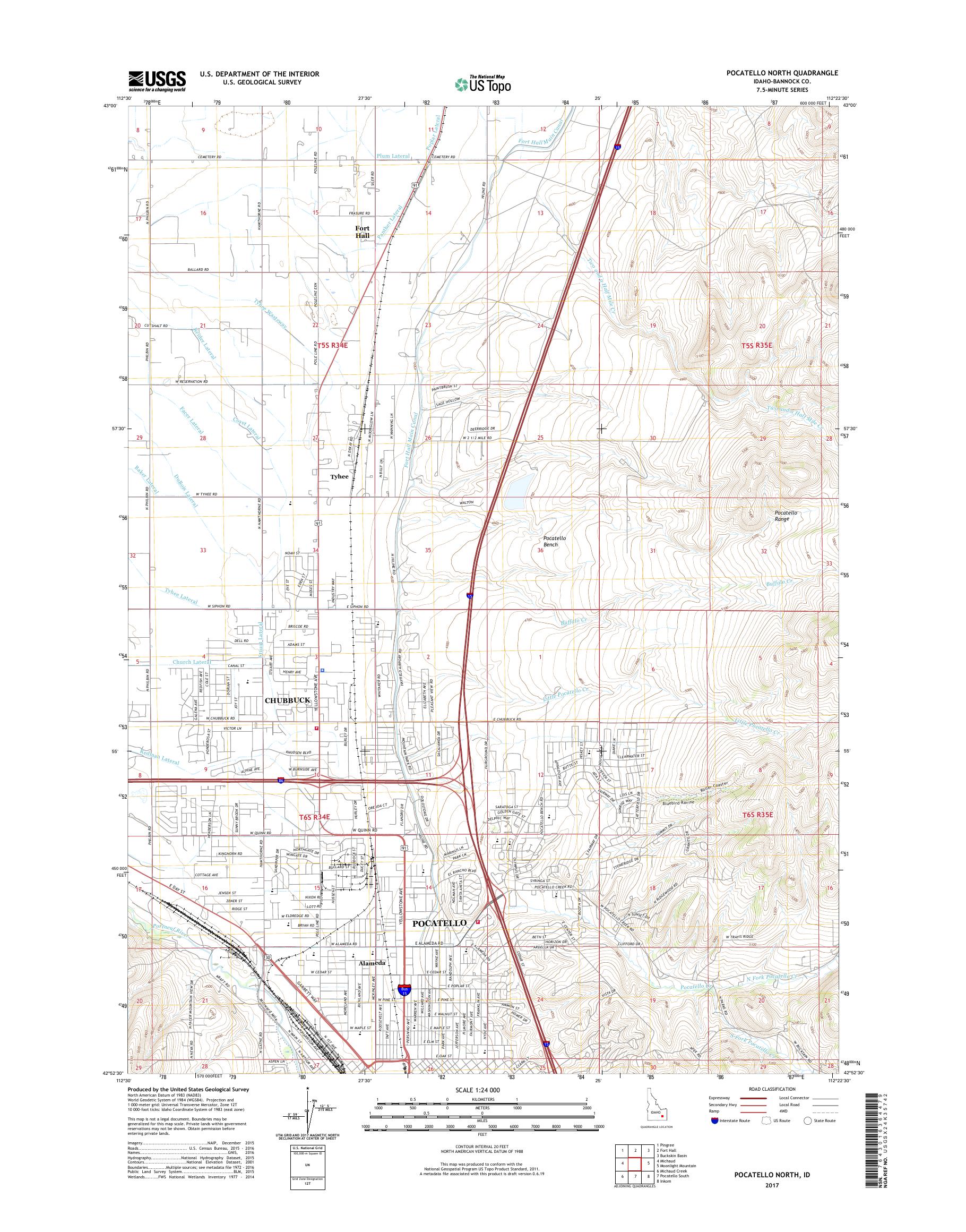 MyTopo Pocatello North, Idaho USGS Quad Topo Map