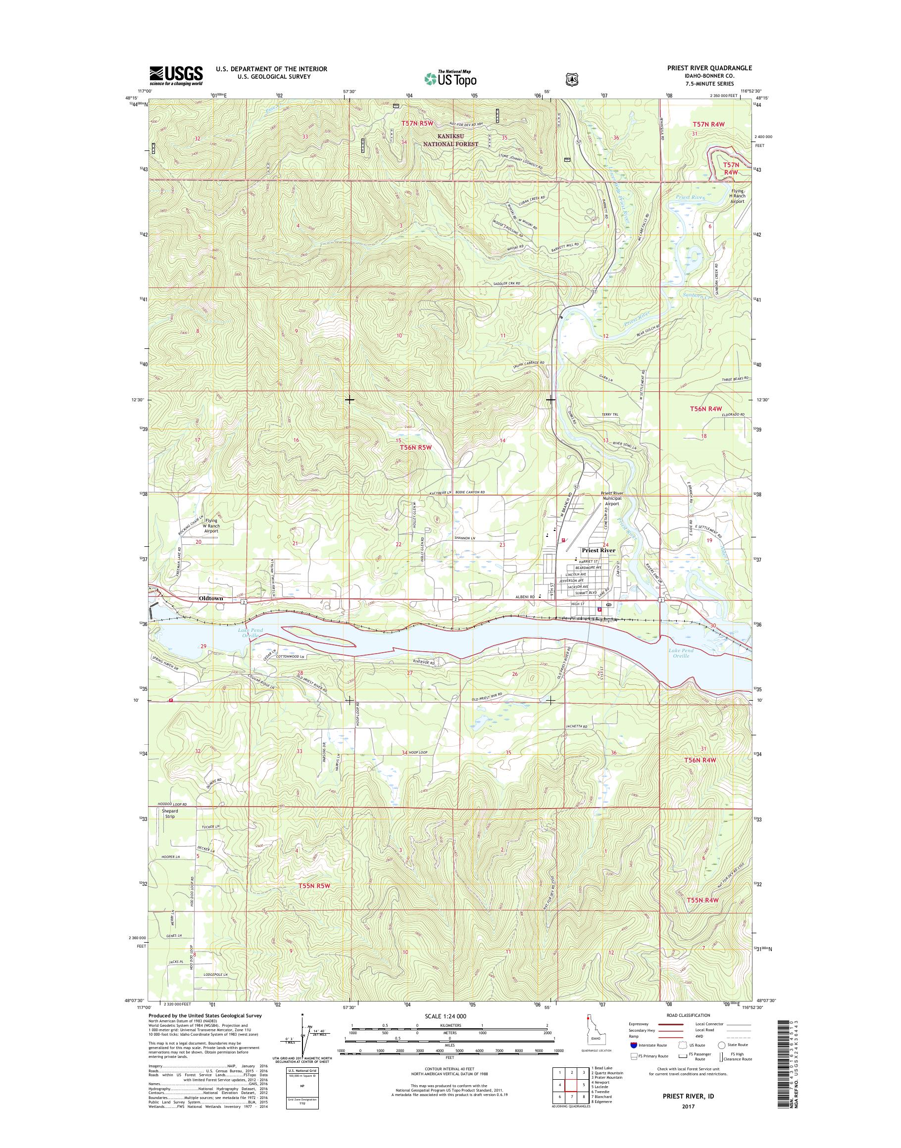 MyTopo Priest River, Idaho USGS Quad Topo Map