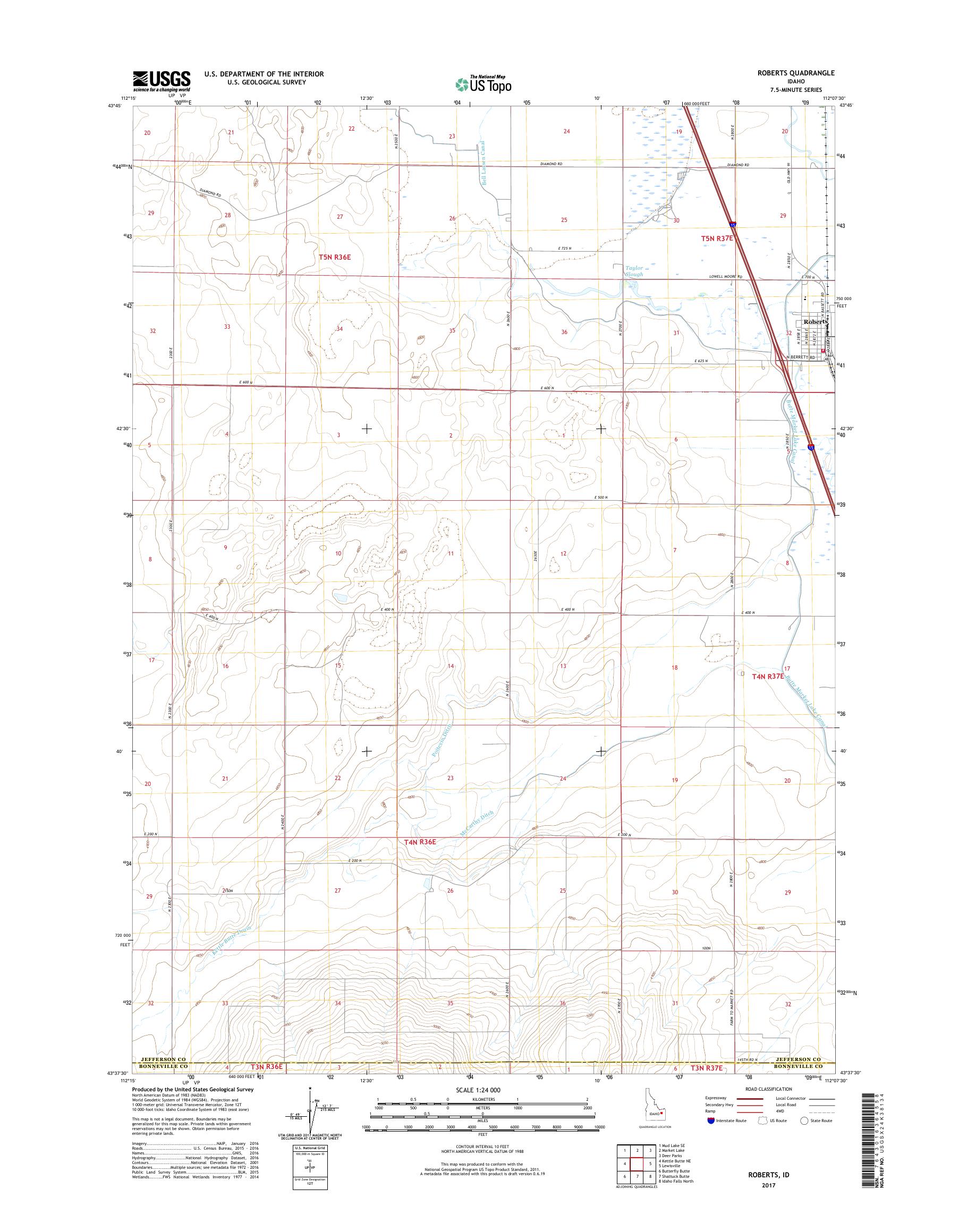 MyTopo Roberts, Idaho USGS Quad Topo Map