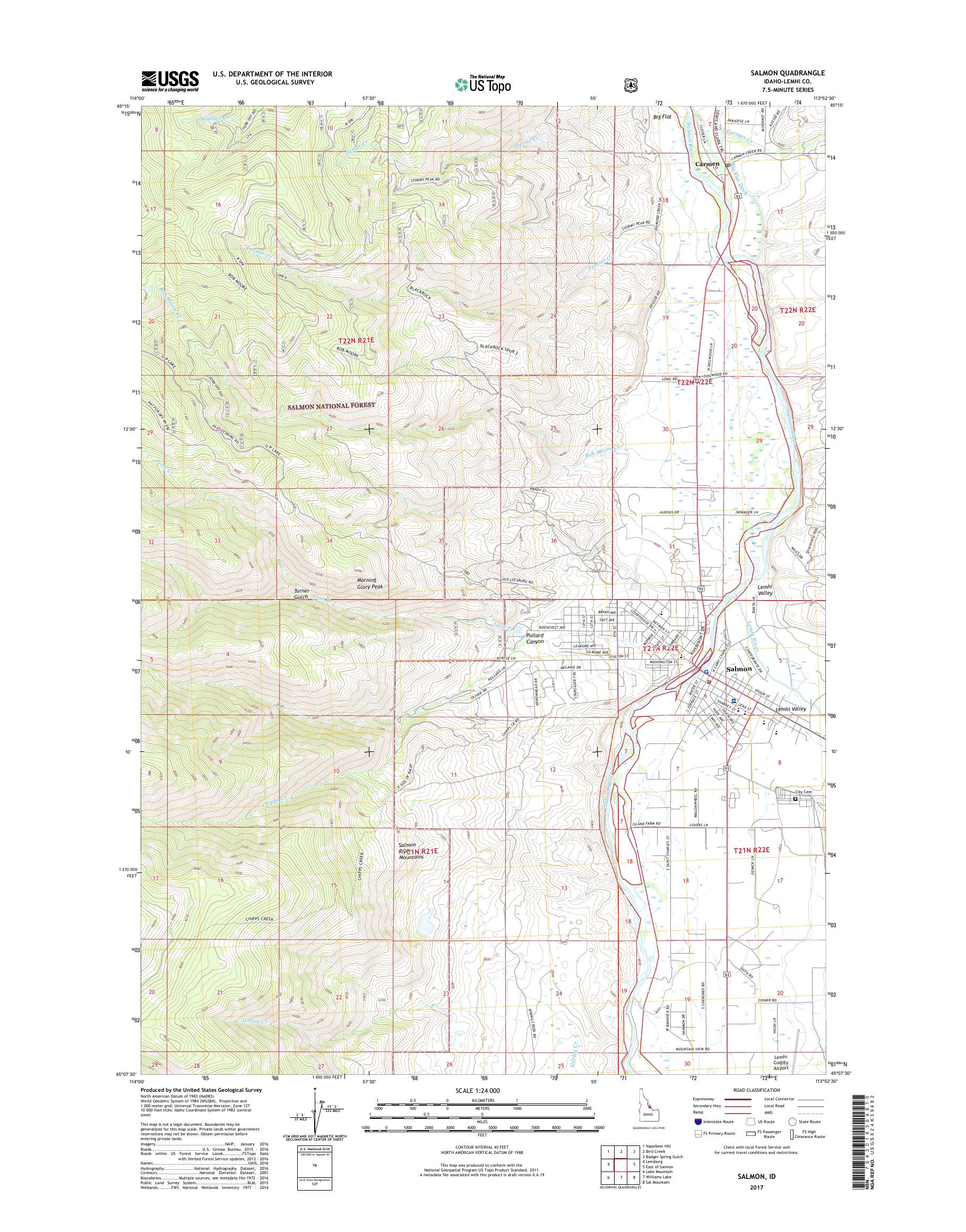 MyTopo Salmon, Idaho USGS Quad Topo Map