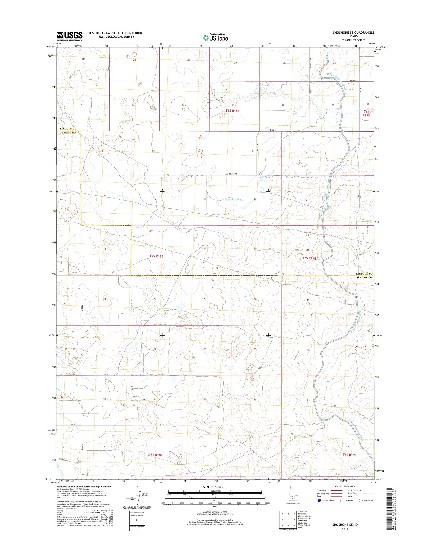 MyTopo Shoshone SE, Idaho USGS Quad Topo Map