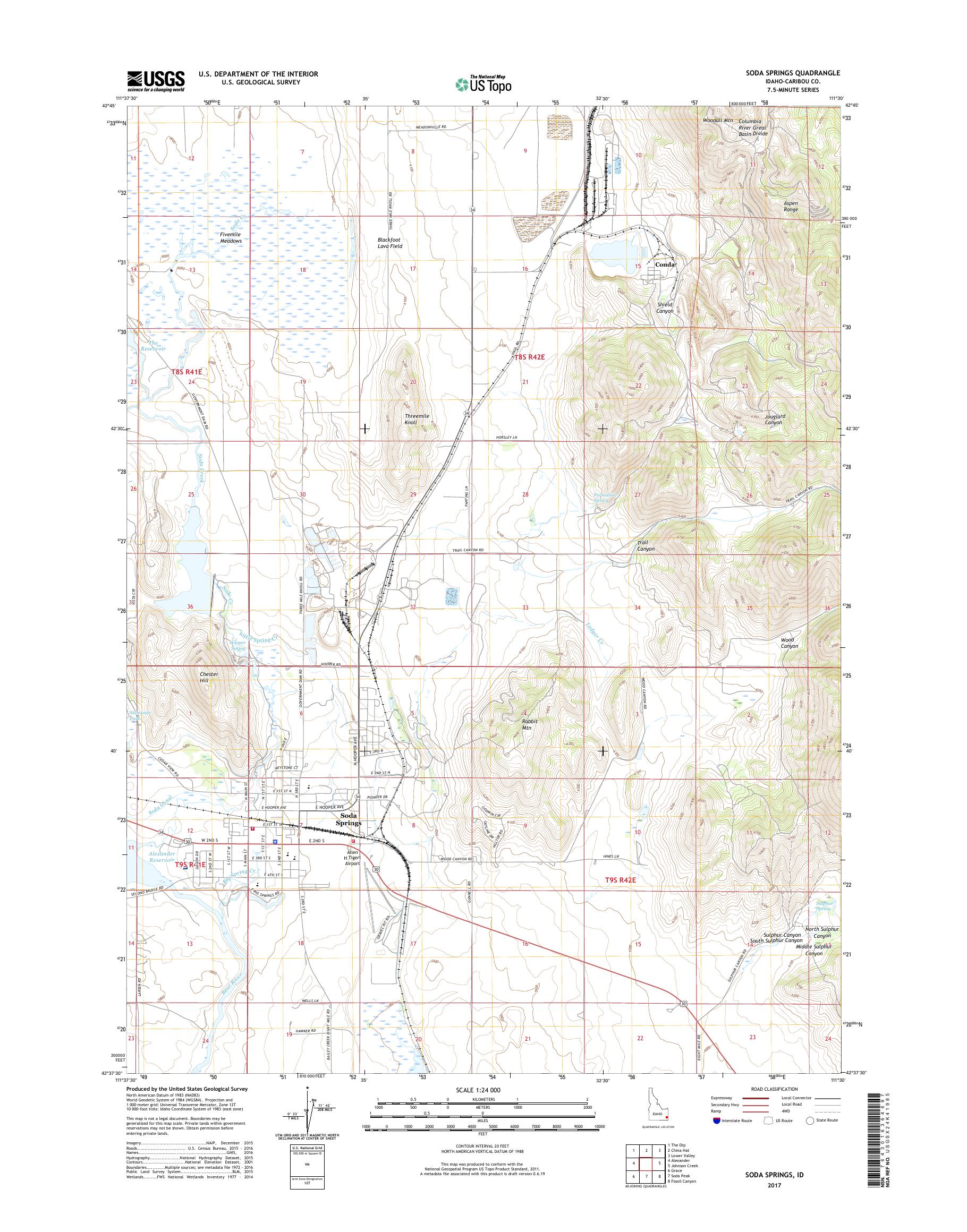 MyTopo Soda Springs, Idaho USGS Quad Topo Map