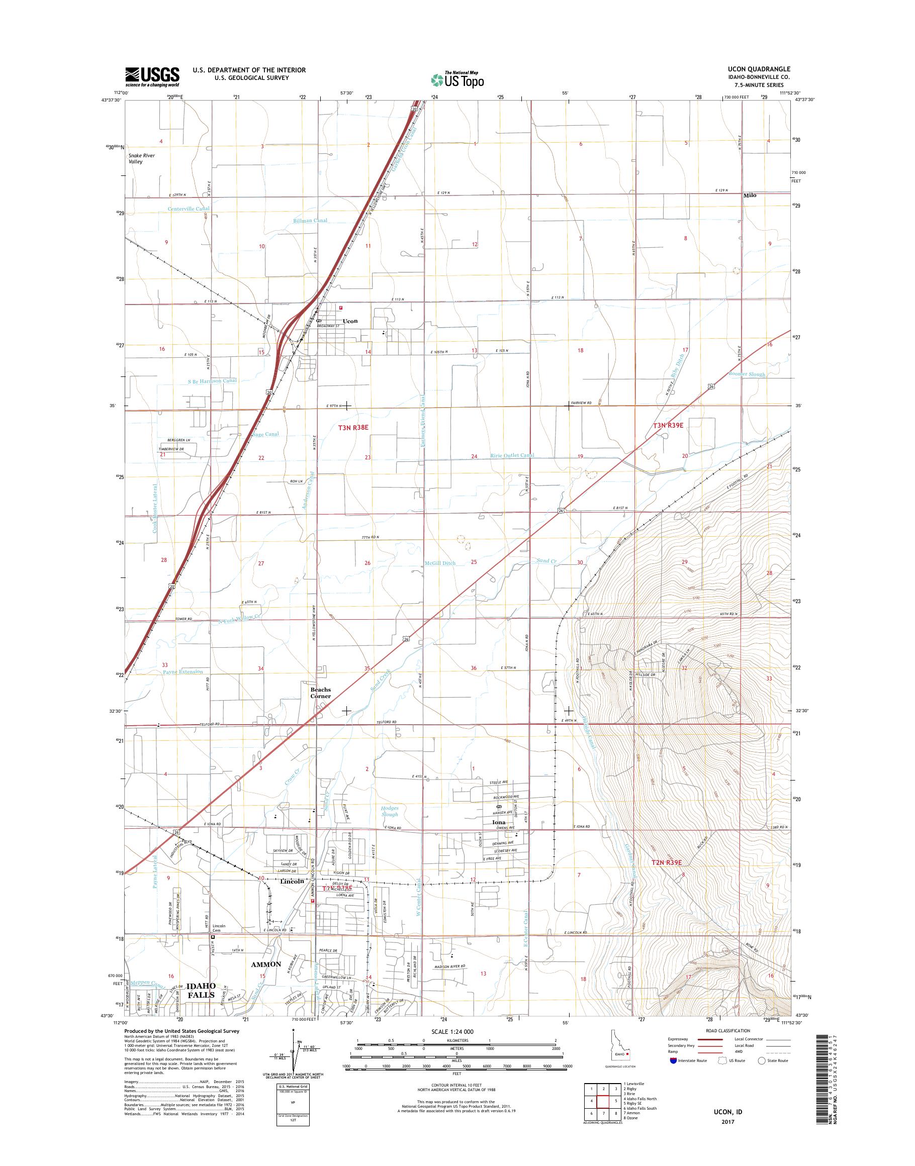 MyTopo Ucon, Idaho USGS Quad Topo Map