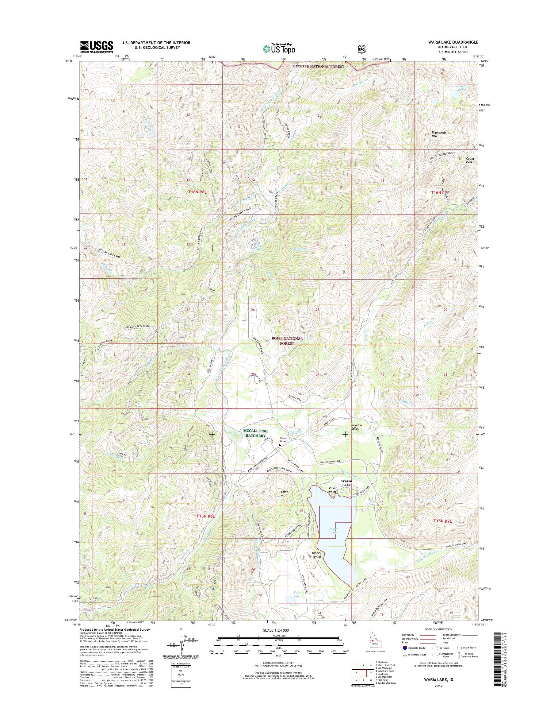 MyTopo Warm Lake, Idaho USGS Quad Topo Map