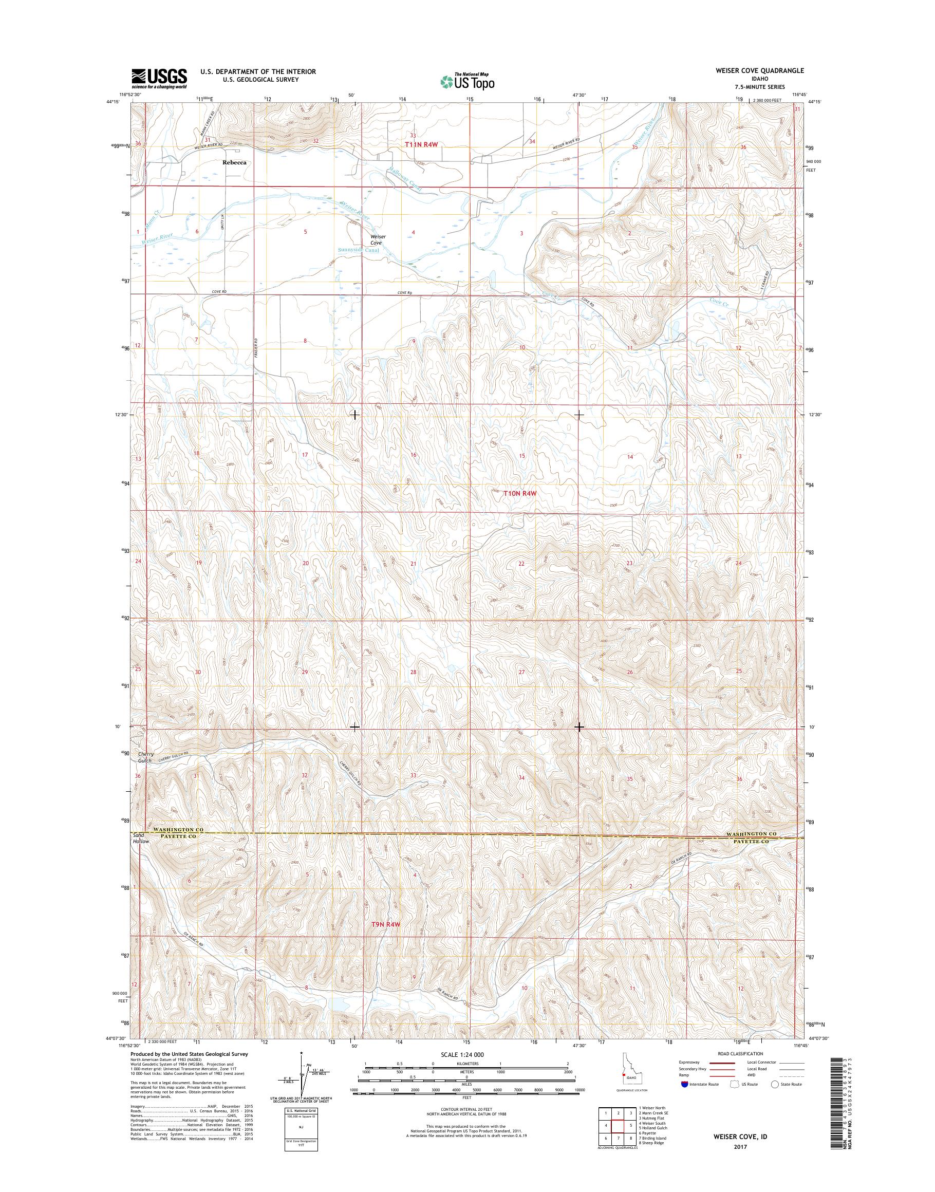 MyTopo Weiser Cove, Idaho USGS Quad Topo Map