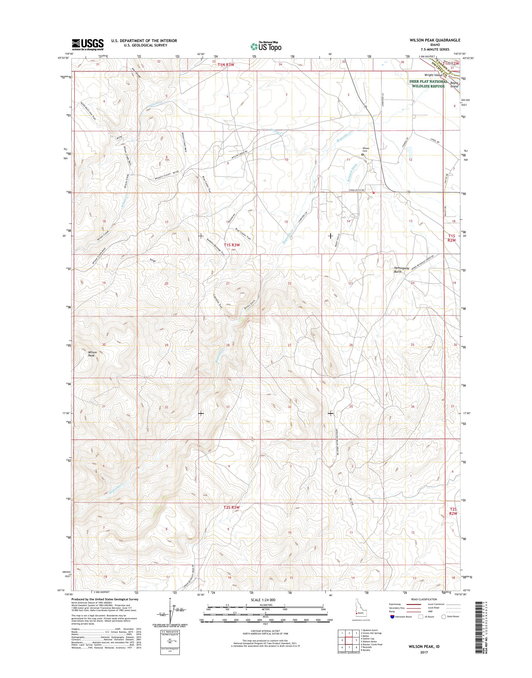 MyTopo Wilson Peak, Idaho USGS Quad Topo Map