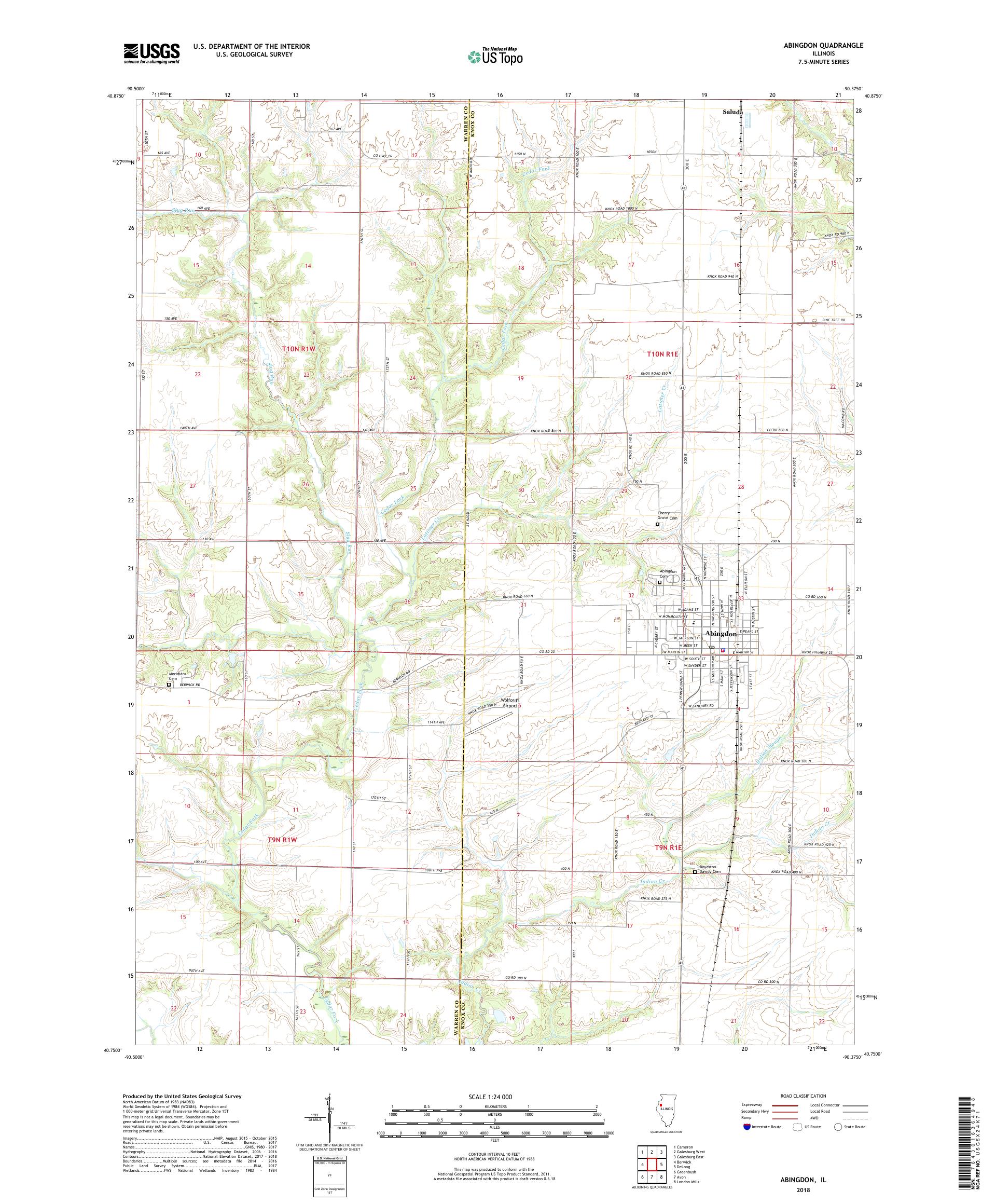 MyTopo Abingdon, Illinois USGS Quad Topo Map