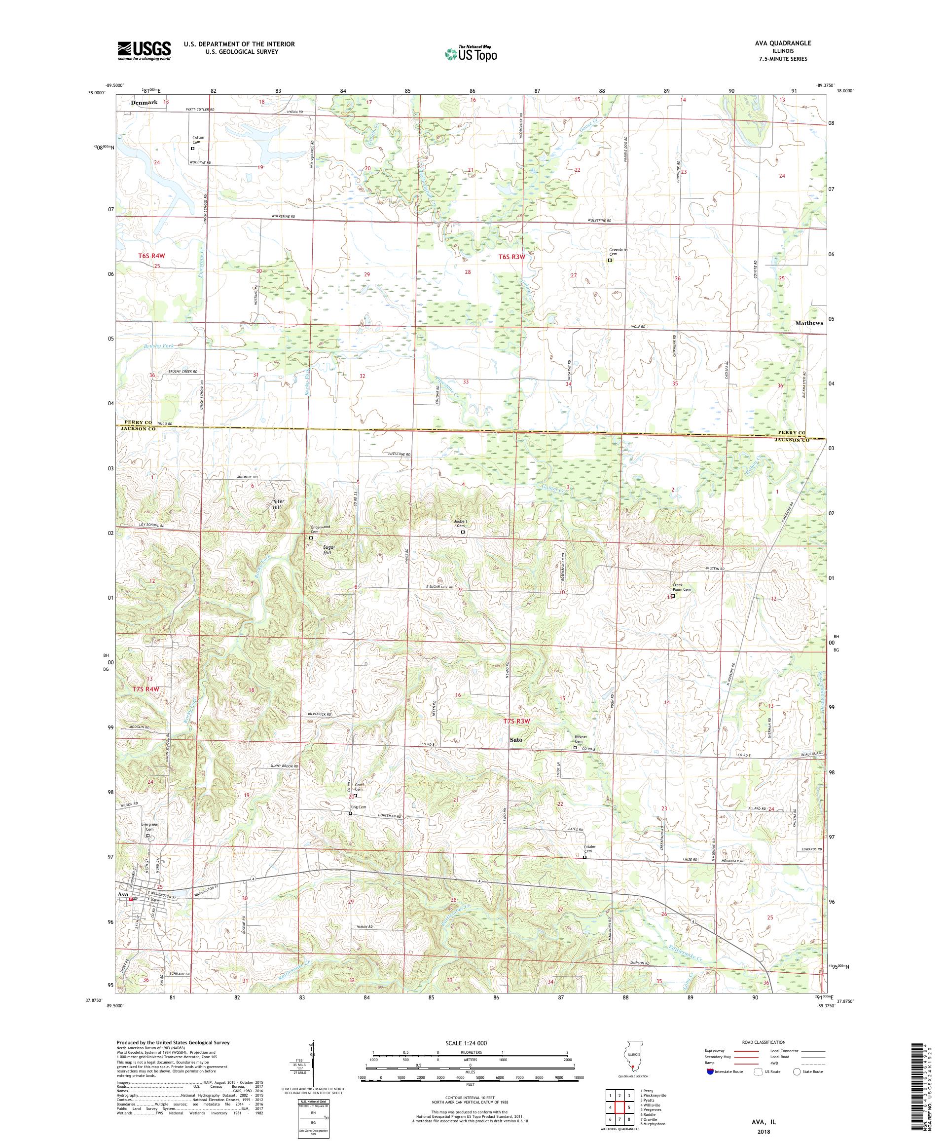MyTopo Ava, Illinois USGS Quad Topo Map