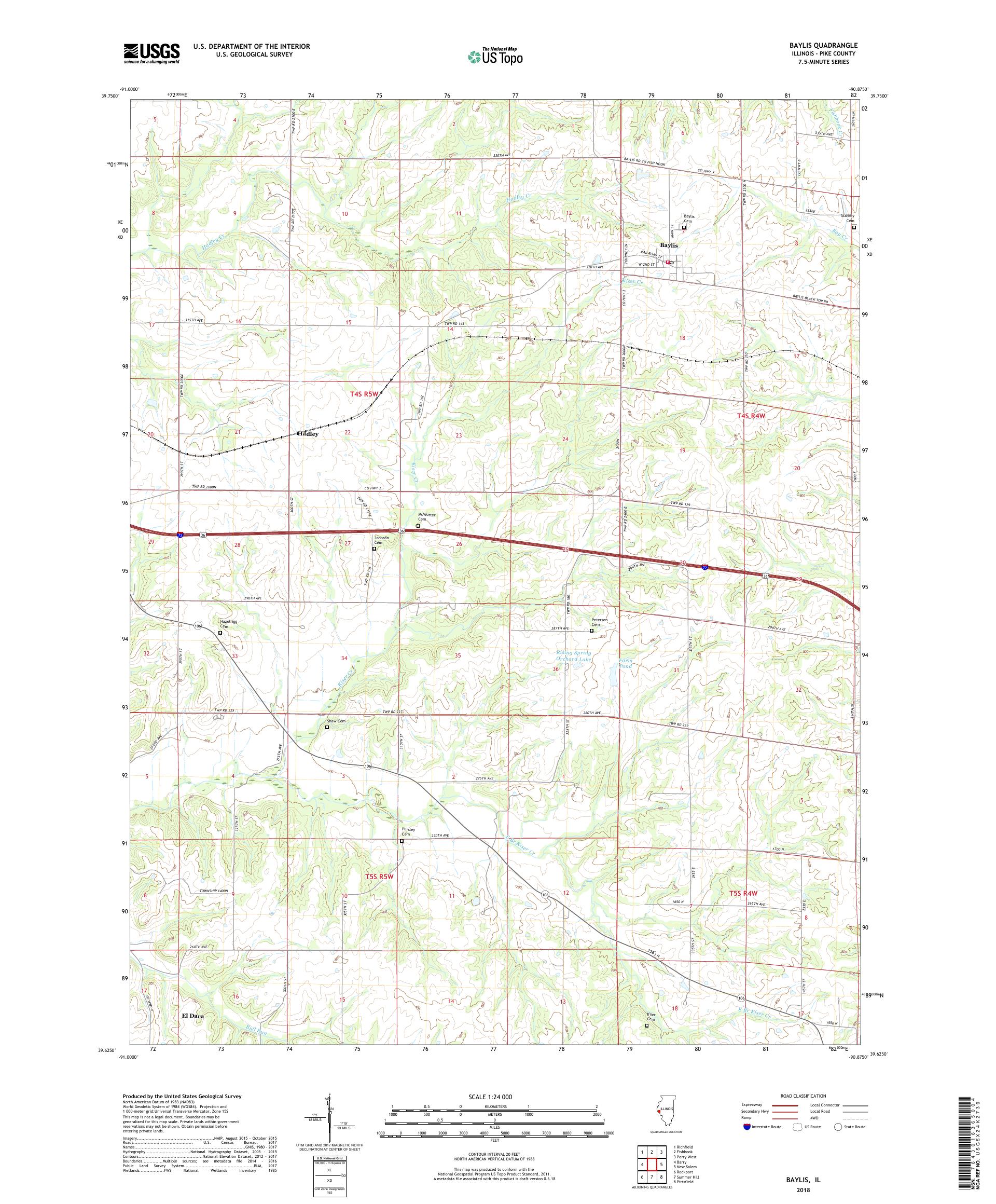 MyTopo Baylis, Illinois USGS Quad Topo Map