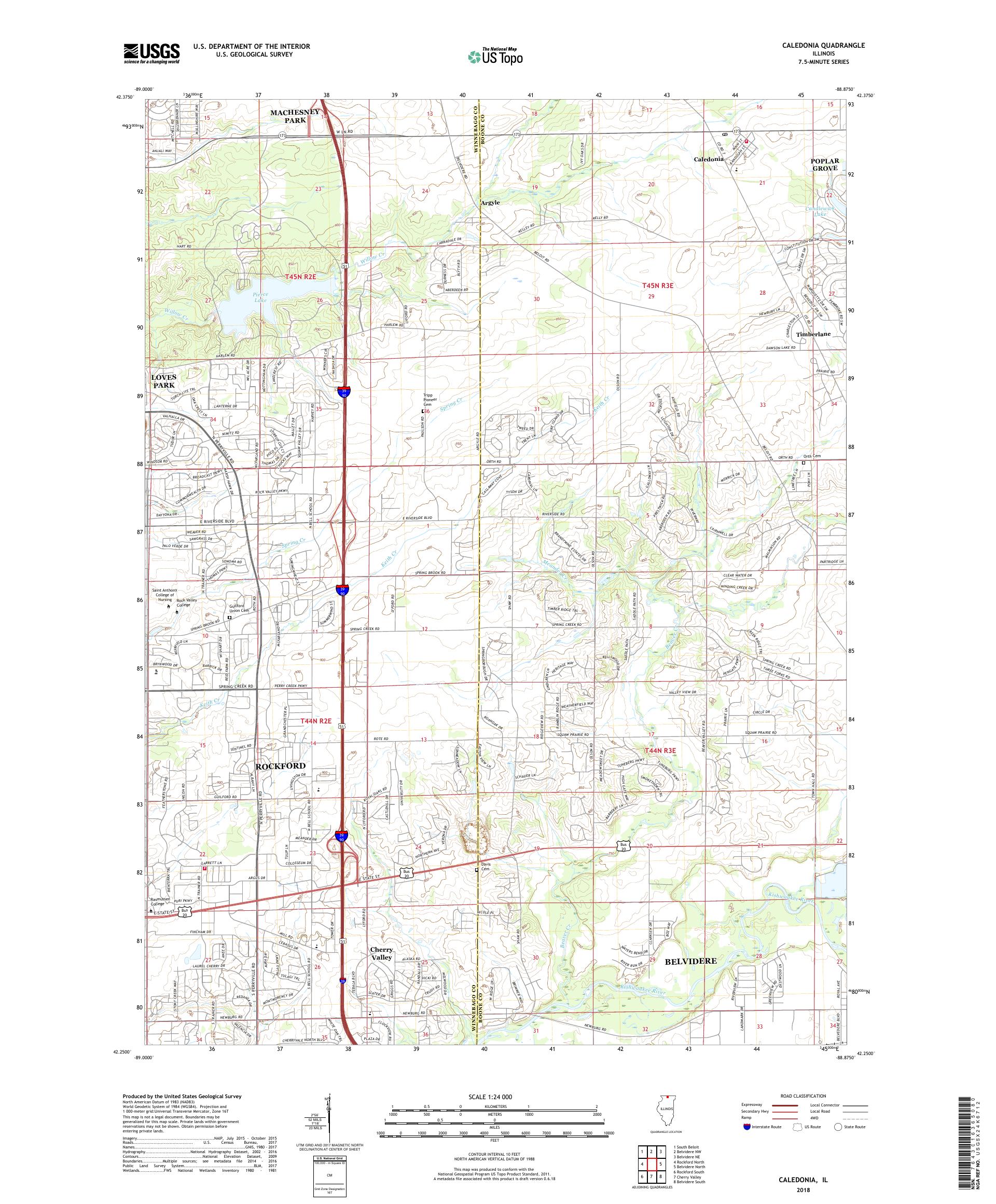 MyTopo Caledonia, Illinois USGS Quad Topo Map