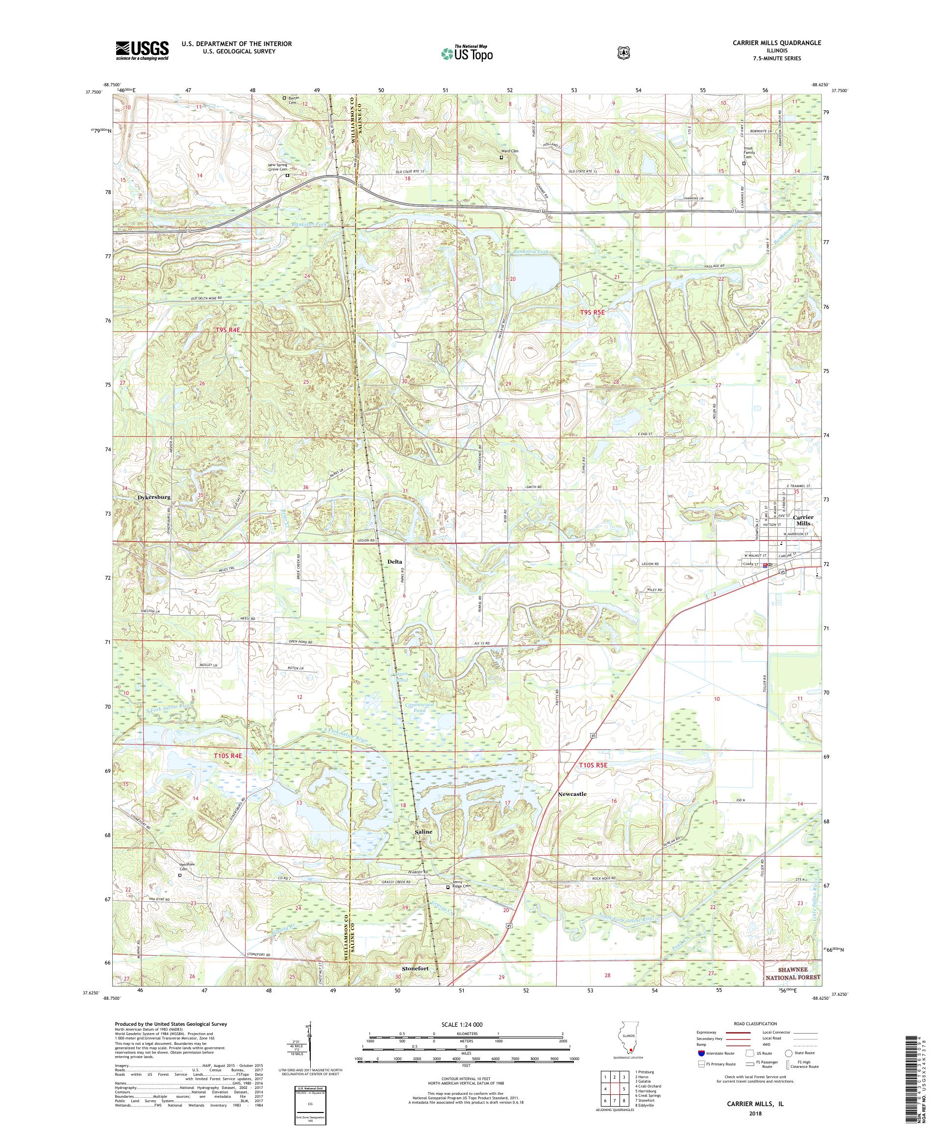 MyTopo Carrier Mills, Illinois USGS Quad Topo Map