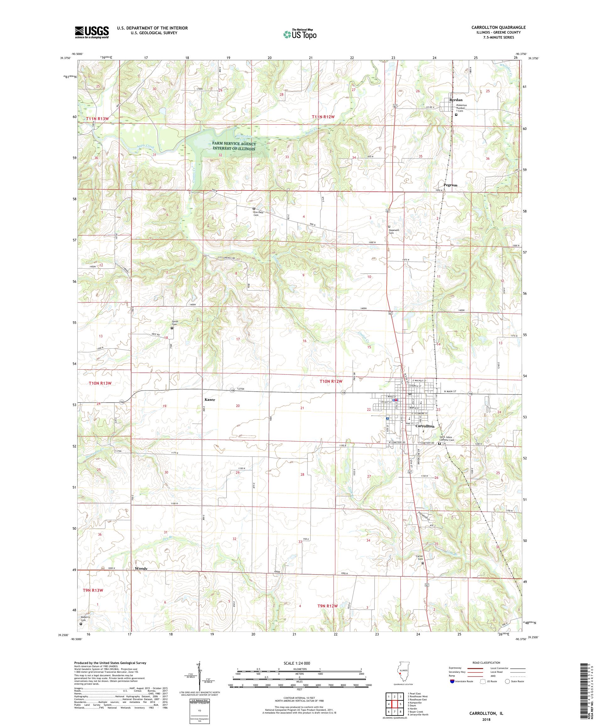 MyTopo Carrollton, Illinois USGS Quad Topo Map
