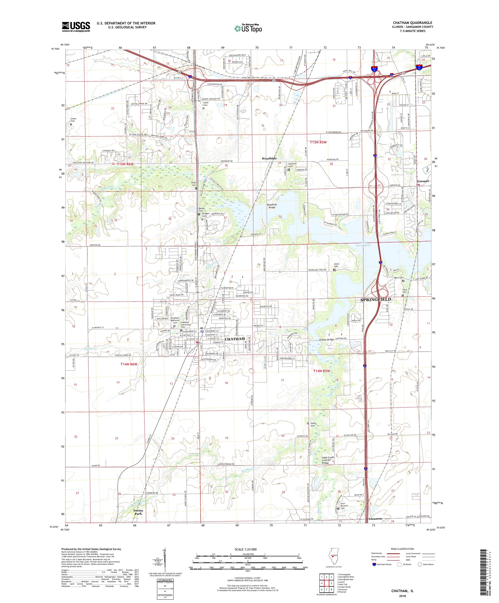MyTopo Chatham, Illinois USGS Quad Topo Map