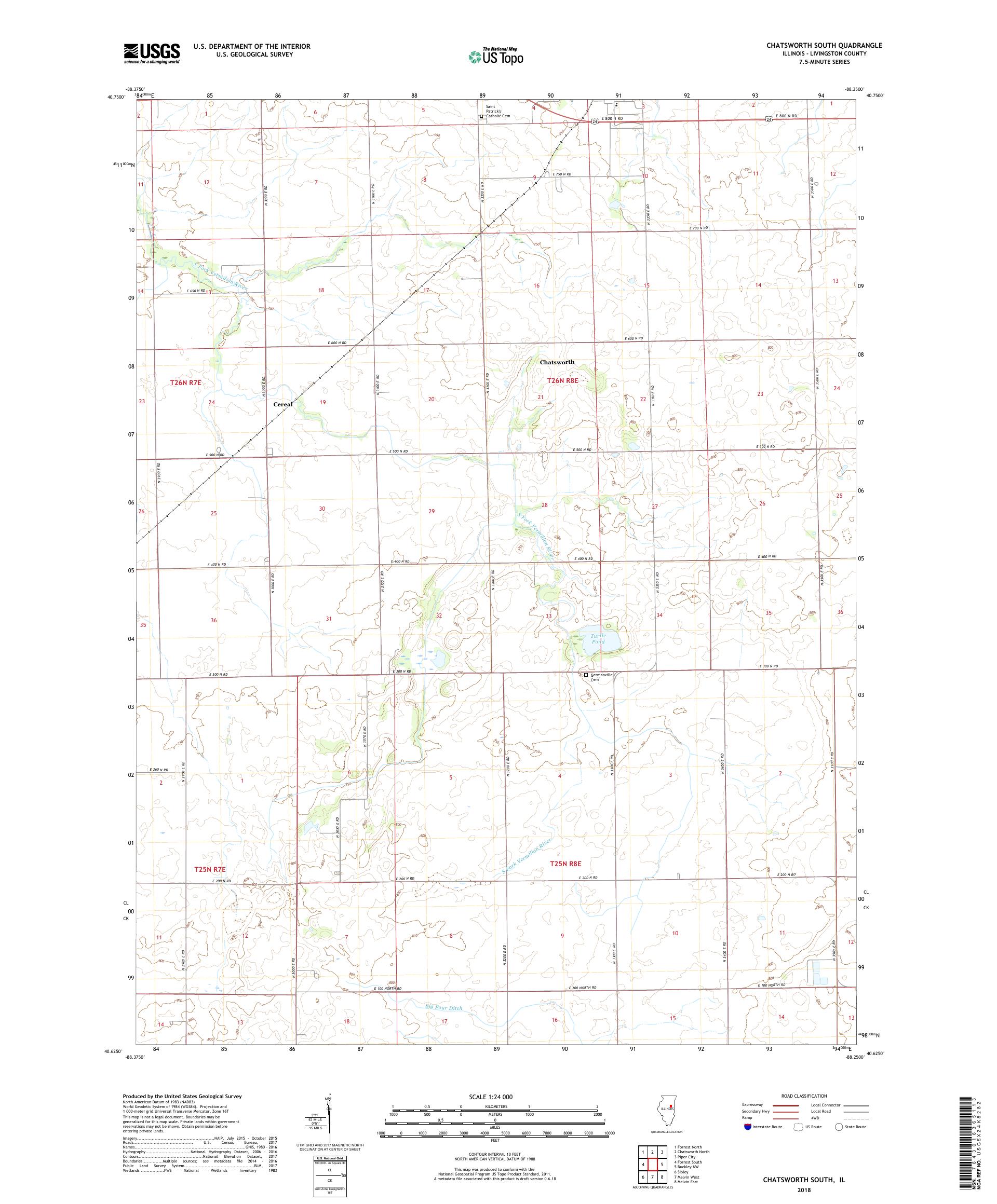 MyTopo Chatsworth South, Illinois USGS Quad Topo Map