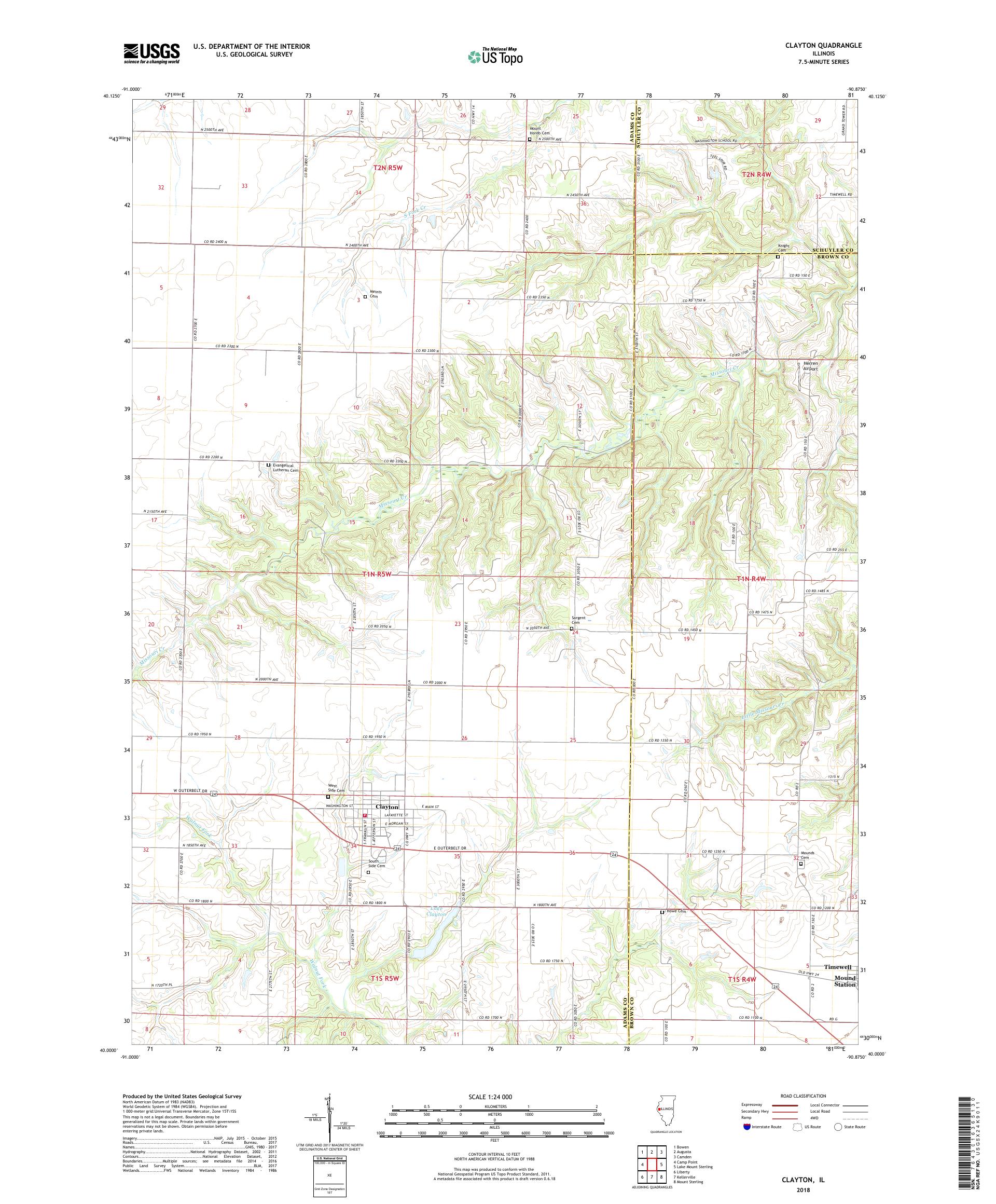 MyTopo Clayton, Illinois USGS Quad Topo Map