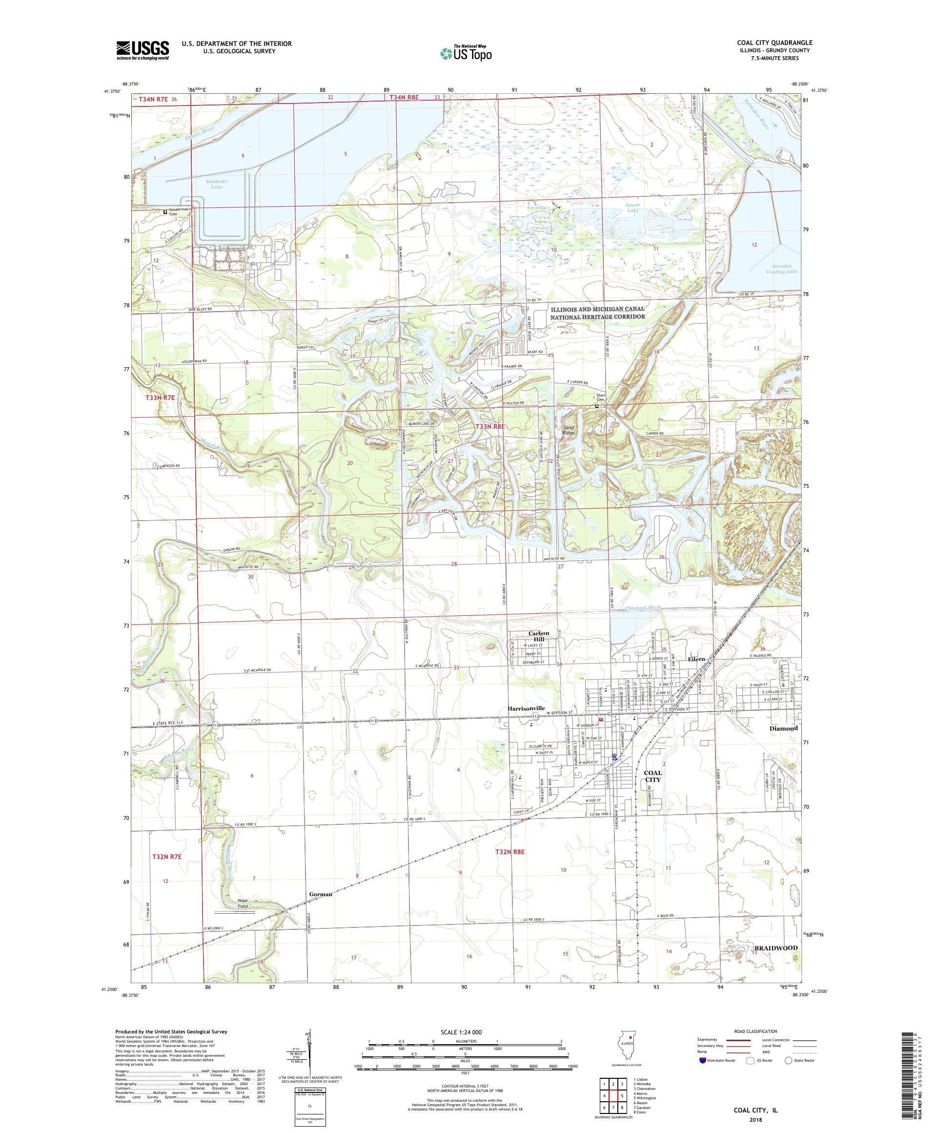MyTopo Coal City, Illinois USGS Quad Topo Map