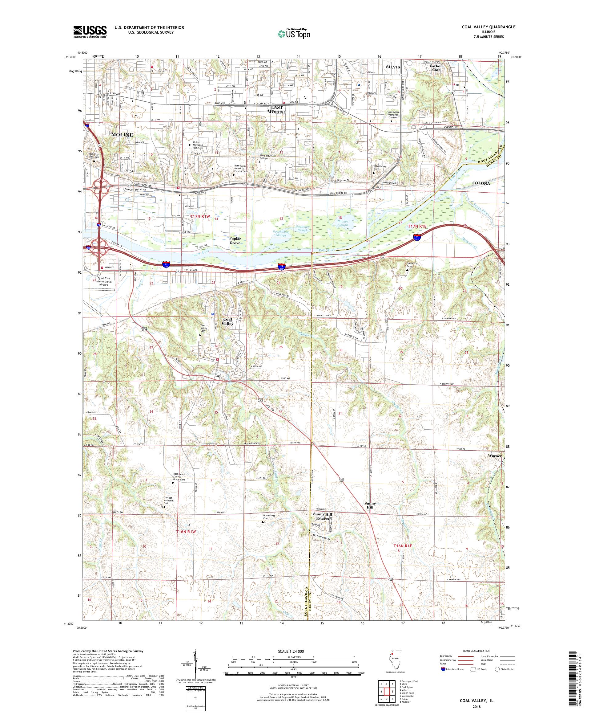 MyTopo Coal Valley, Illinois USGS Quad Topo Map
