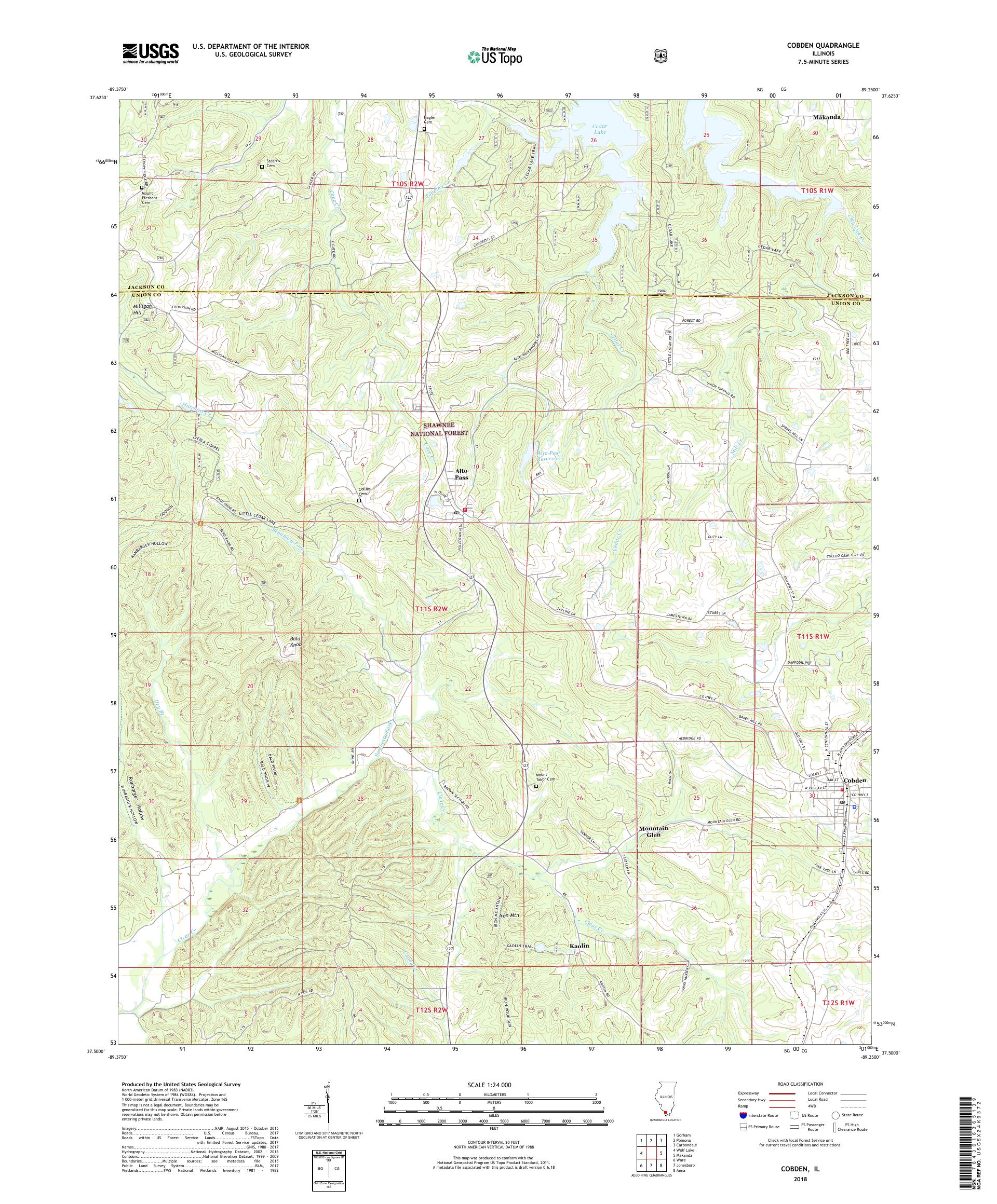 MyTopo Cobden, Illinois USGS Quad Topo Map