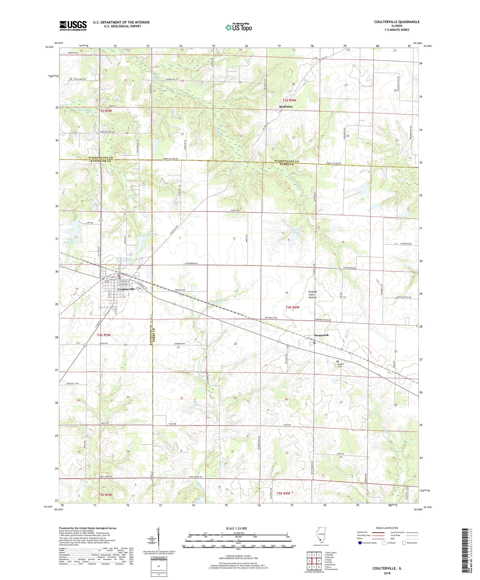 MyTopo Coulterville, Illinois USGS Quad Topo Map