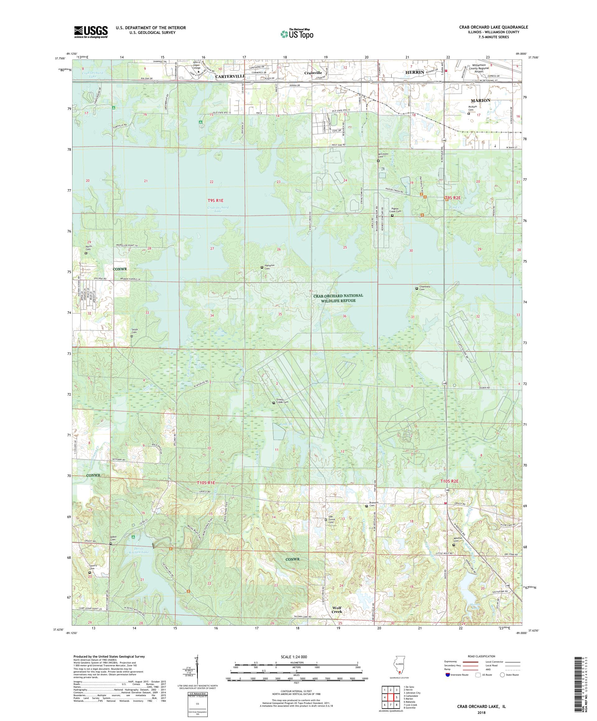 MyTopo Crab Orchard Lake, Illinois USGS Quad Topo Map