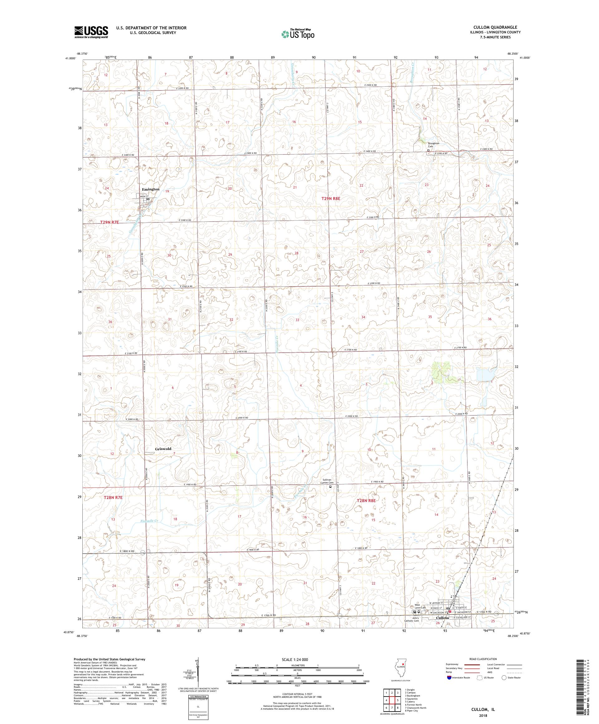 MyTopo Cullom, Illinois USGS Quad Topo Map