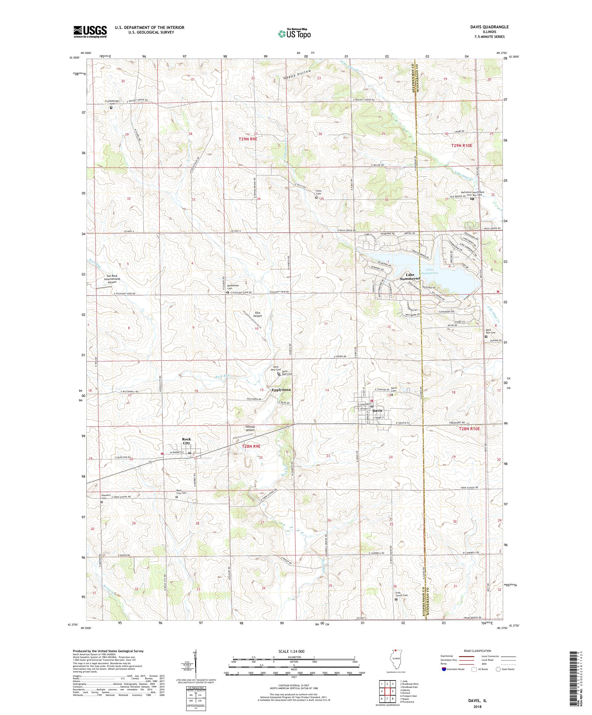 MyTopo Davis, Illinois USGS Quad Topo Map