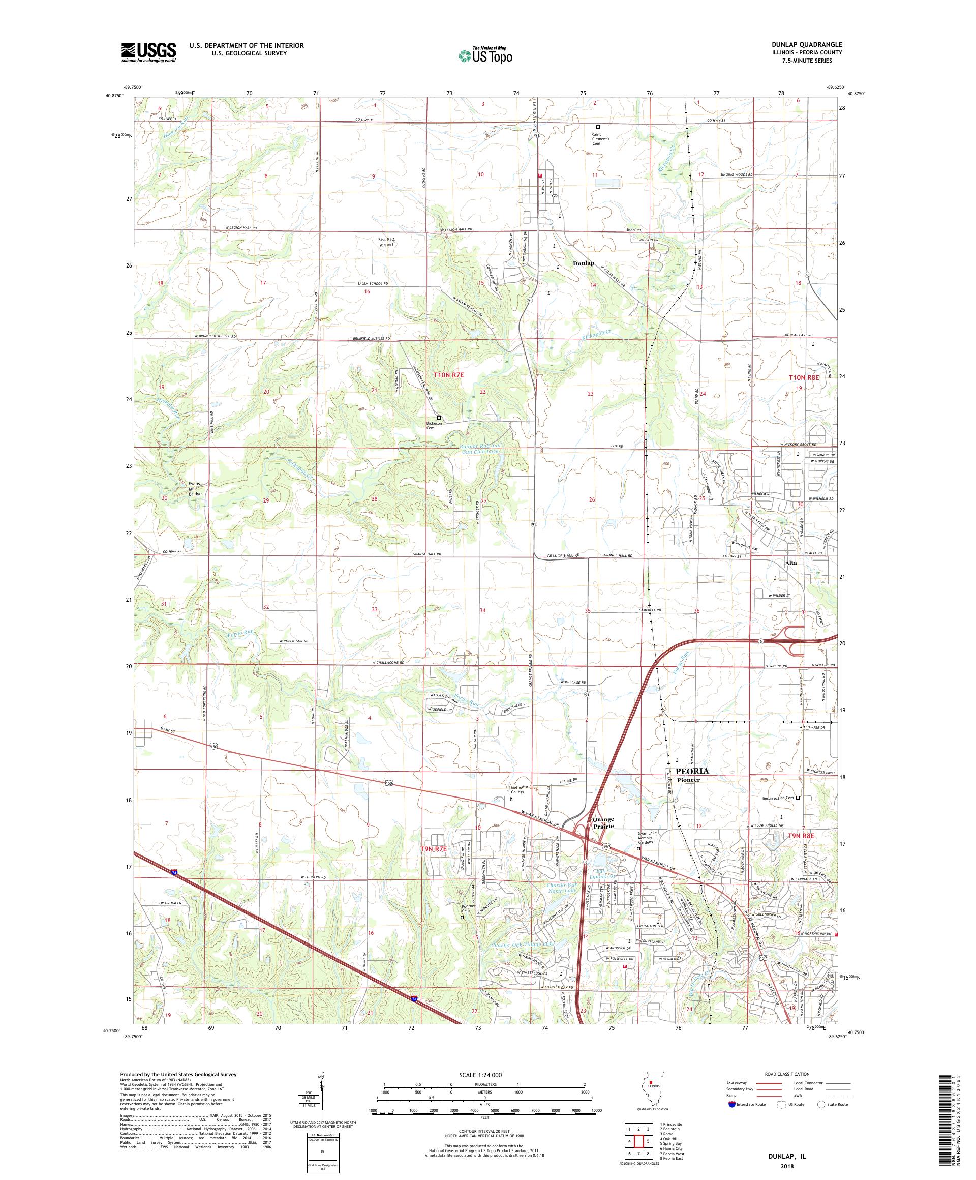 MyTopo Dunlap, Illinois USGS Quad Topo Map