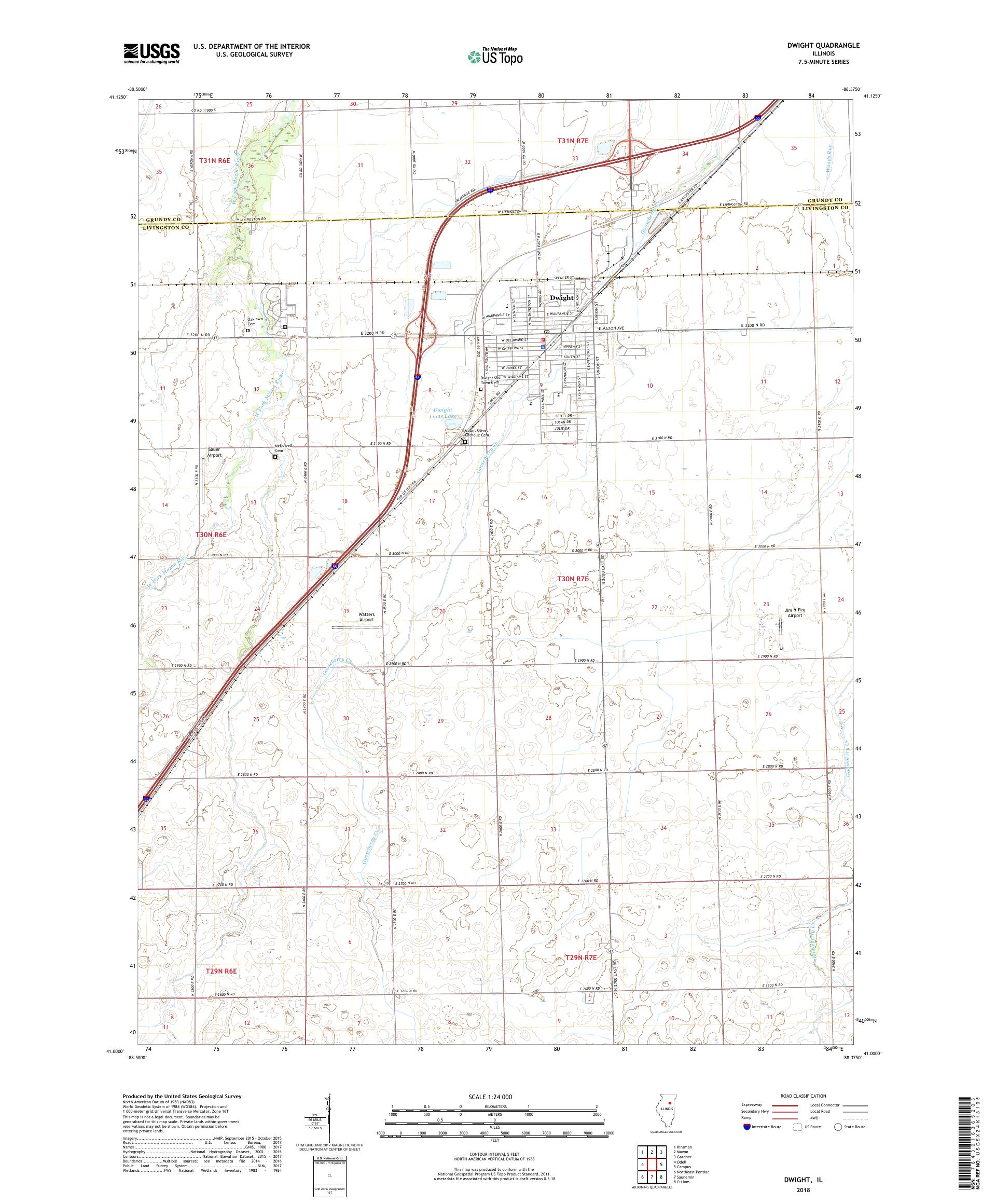MyTopo Dwight, Illinois USGS Quad Topo Map