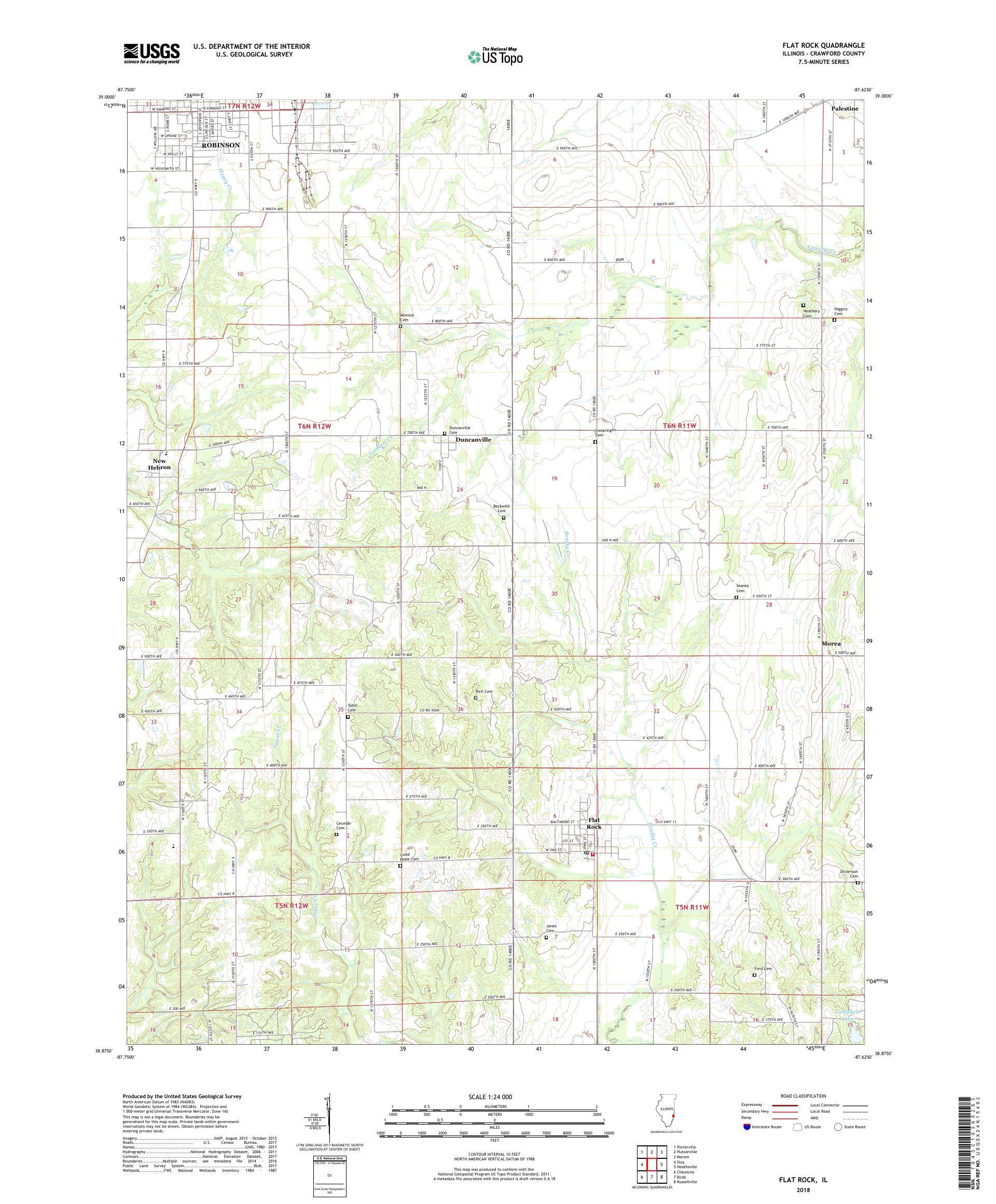 MyTopo Flat Rock, Illinois USGS Quad Topo Map