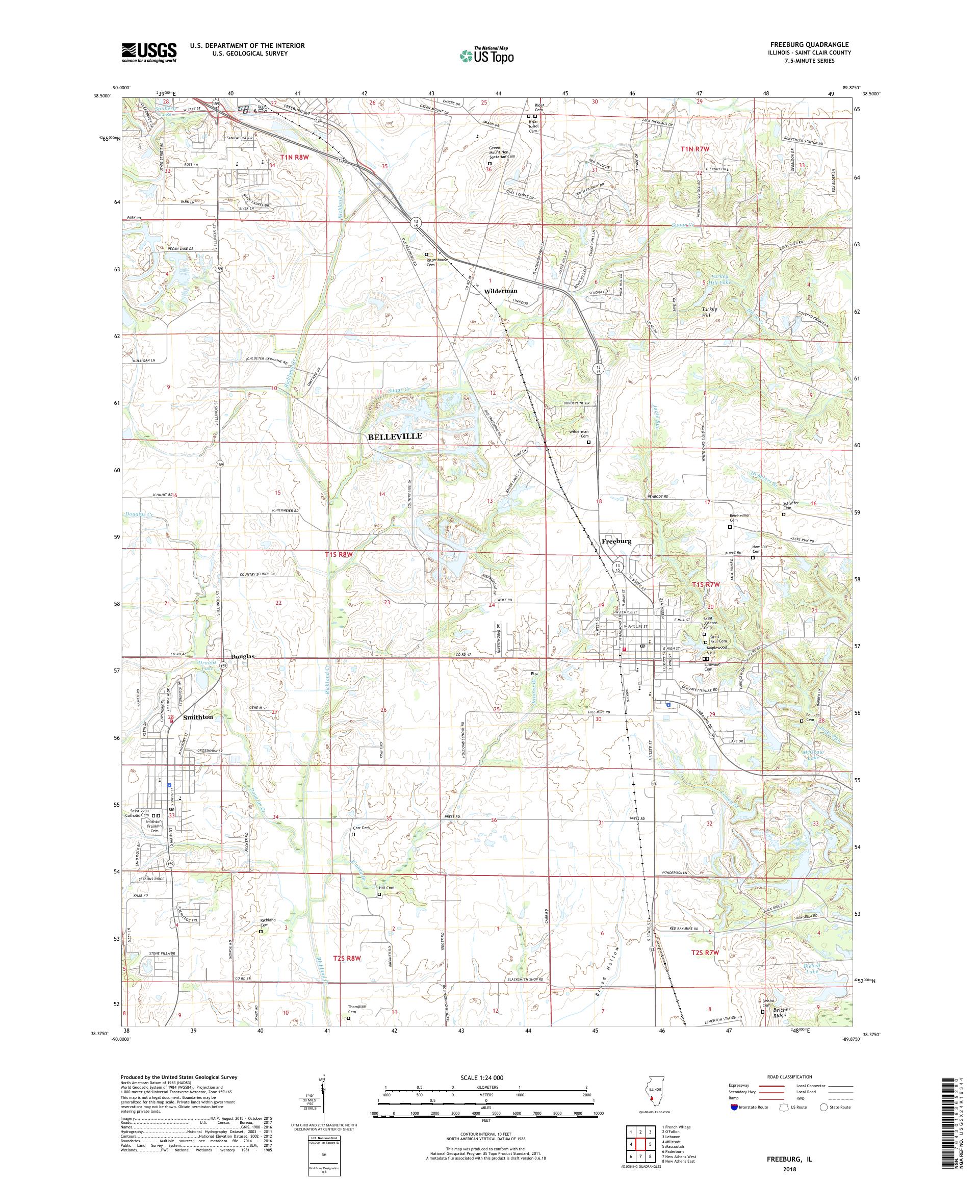 MyTopo Freeburg, Illinois USGS Quad Topo Map