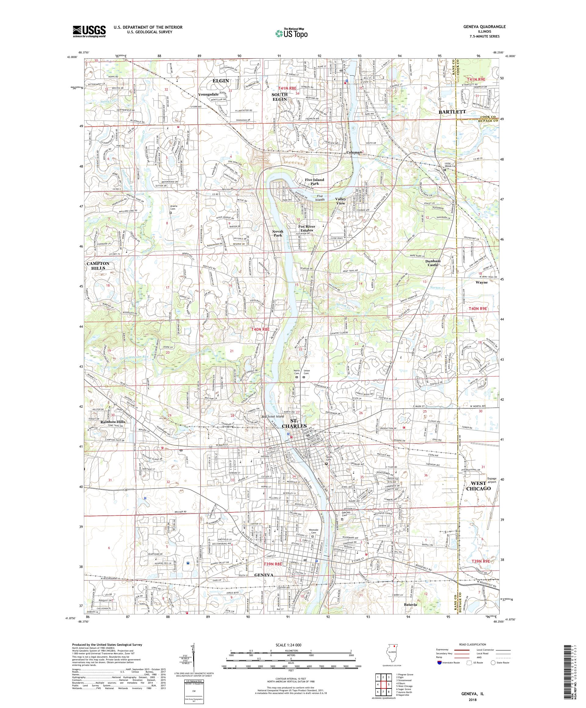 MyTopo Geneva, Illinois USGS Quad Topo Map