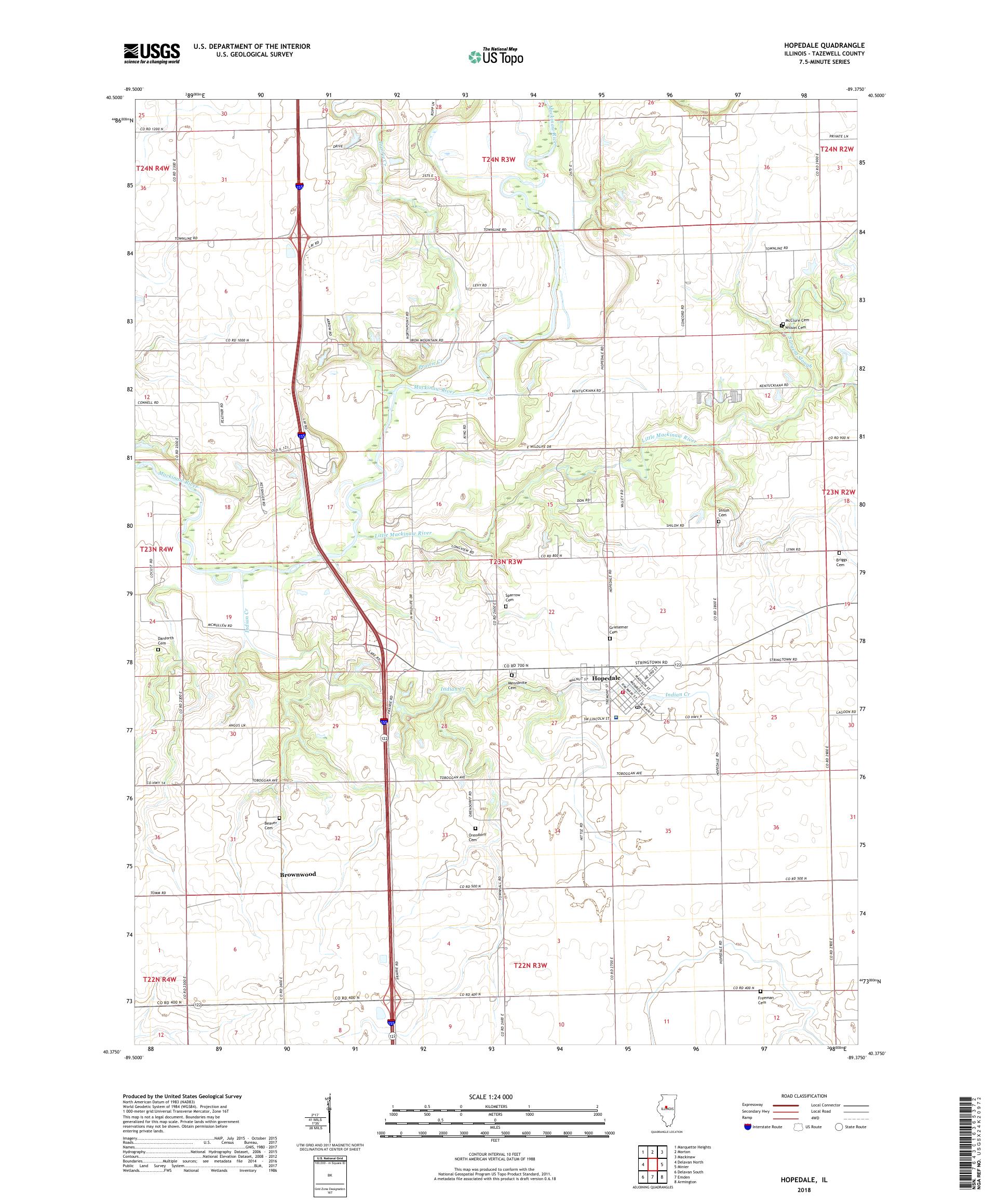 MyTopo Hopedale, Illinois USGS Quad Topo Map