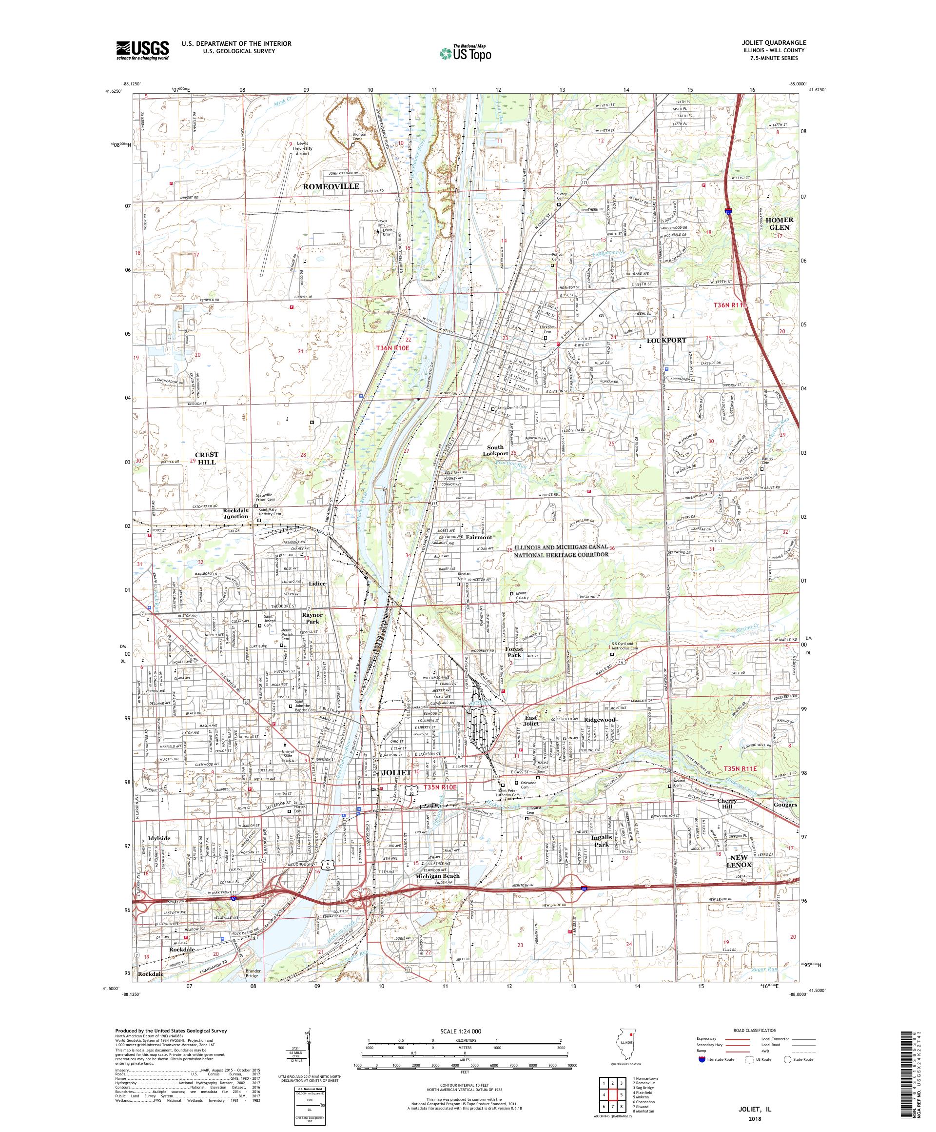 MyTopo Joliet, Illinois USGS Quad Topo Map