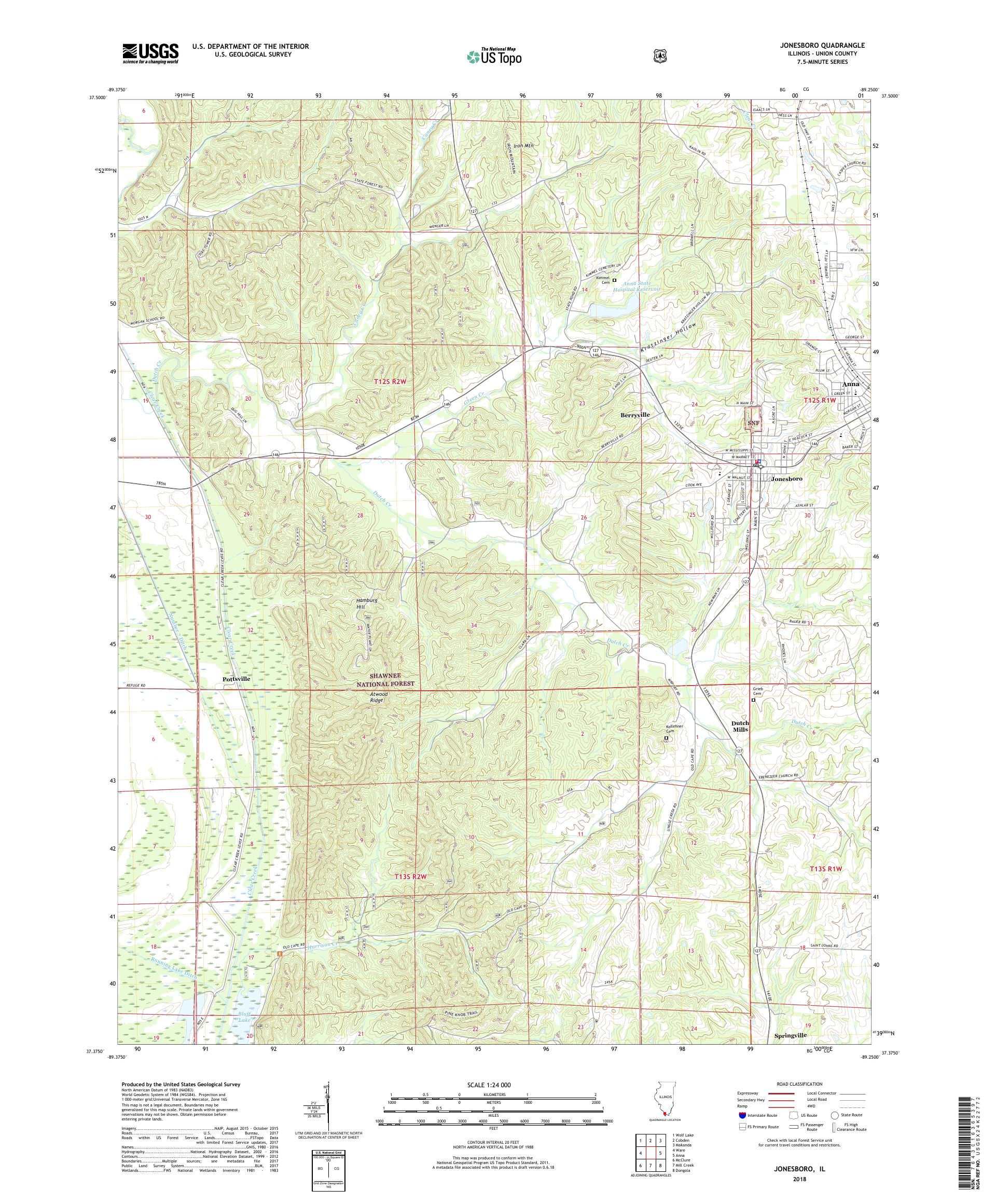 MyTopo Jonesboro, Illinois USGS Quad Topo Map