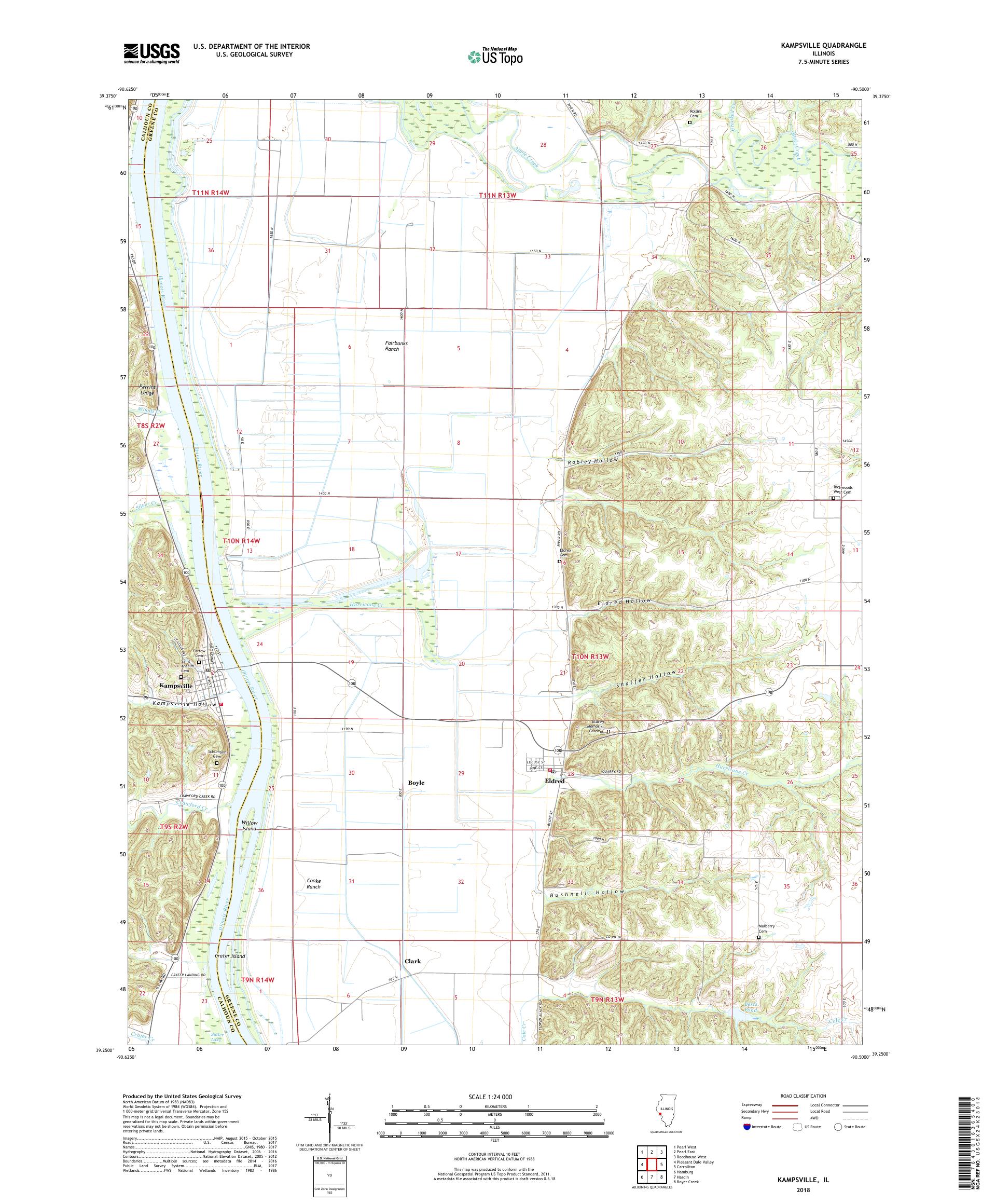 MyTopo Kampsville, Illinois USGS Quad Topo Map