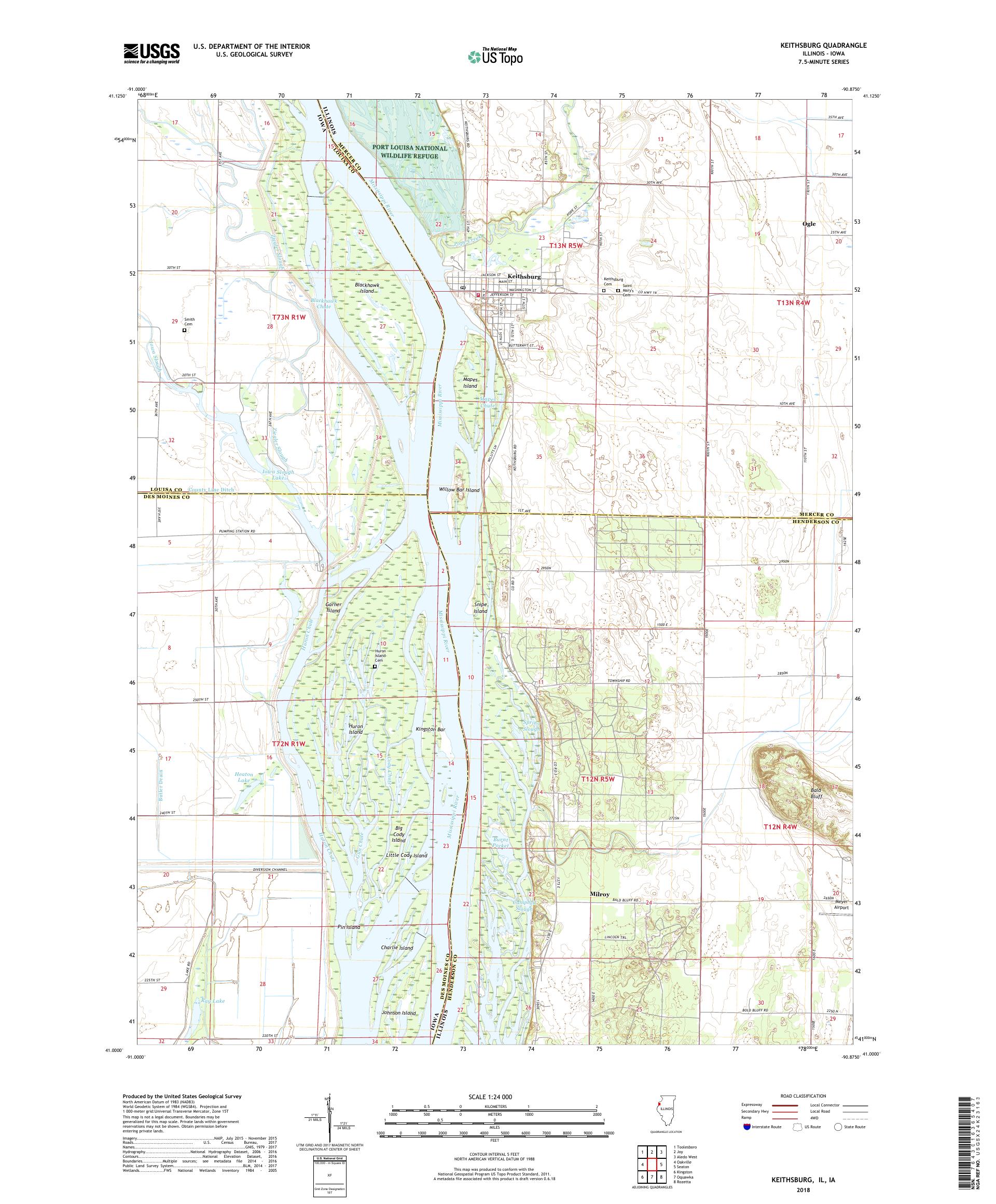 MyTopo Keithsburg, Illinois USGS Quad Topo Map