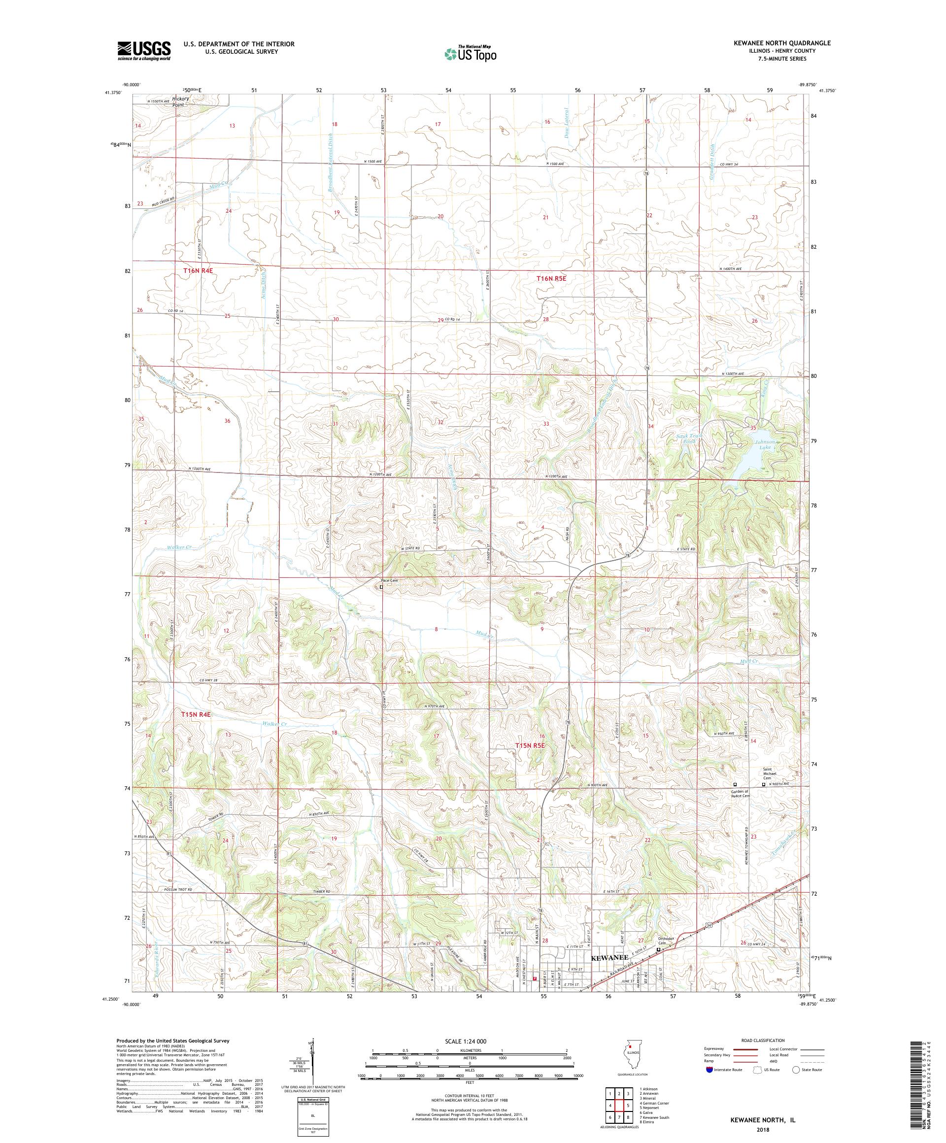 MyTopo Kewanee North, Illinois USGS Quad Topo Map