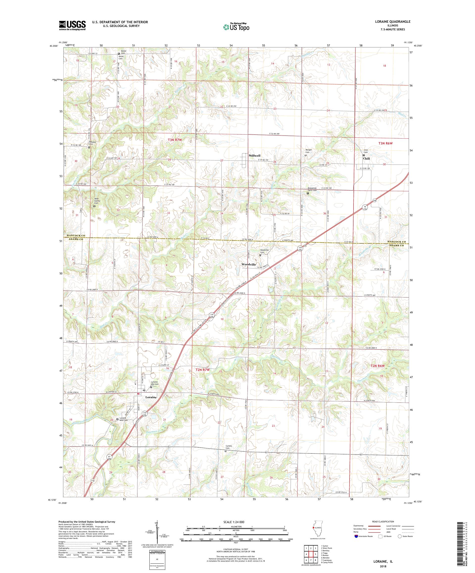 MyTopo Loraine, Illinois USGS Quad Topo Map