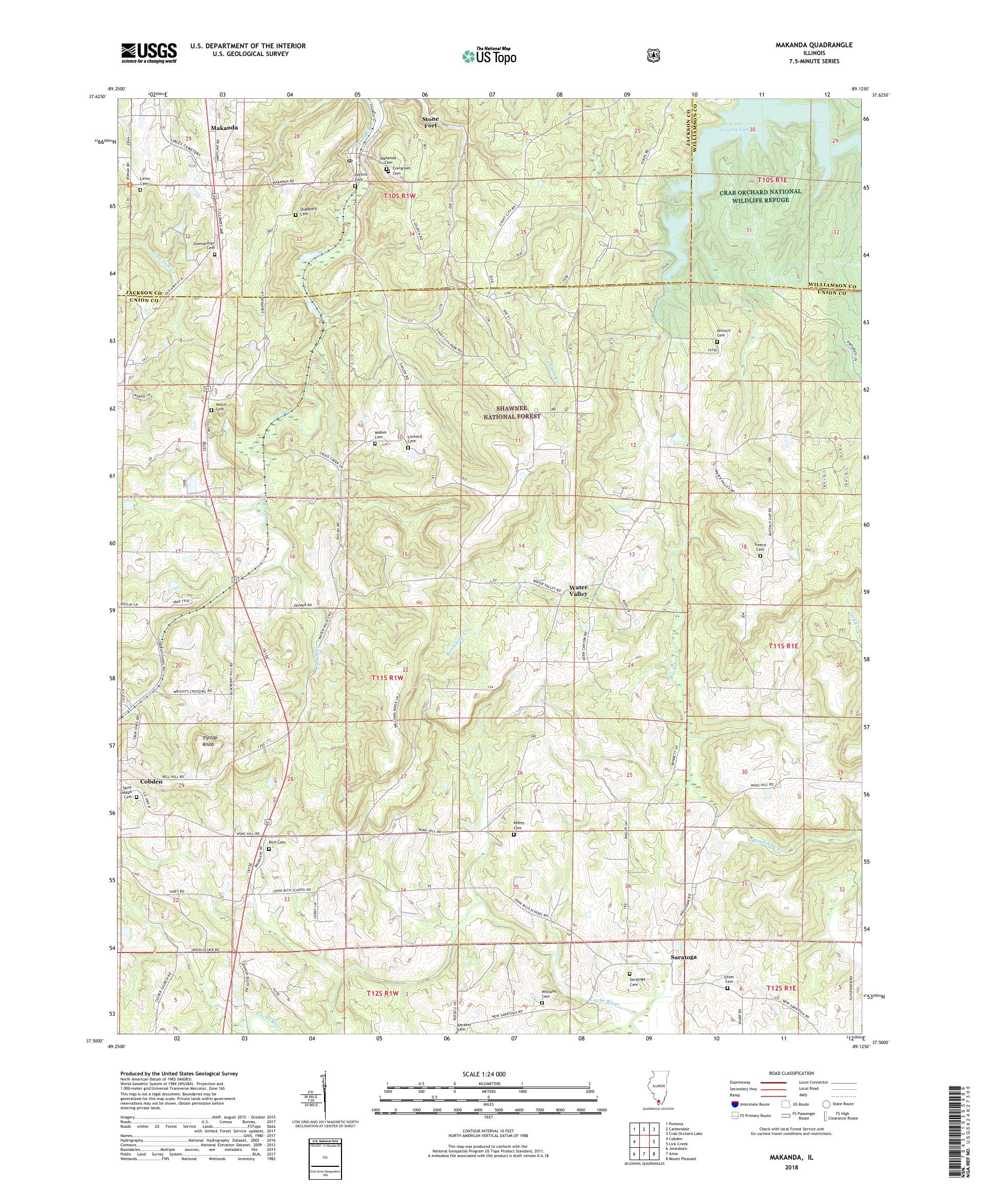 MyTopo Makanda, Illinois USGS Quad Topo Map