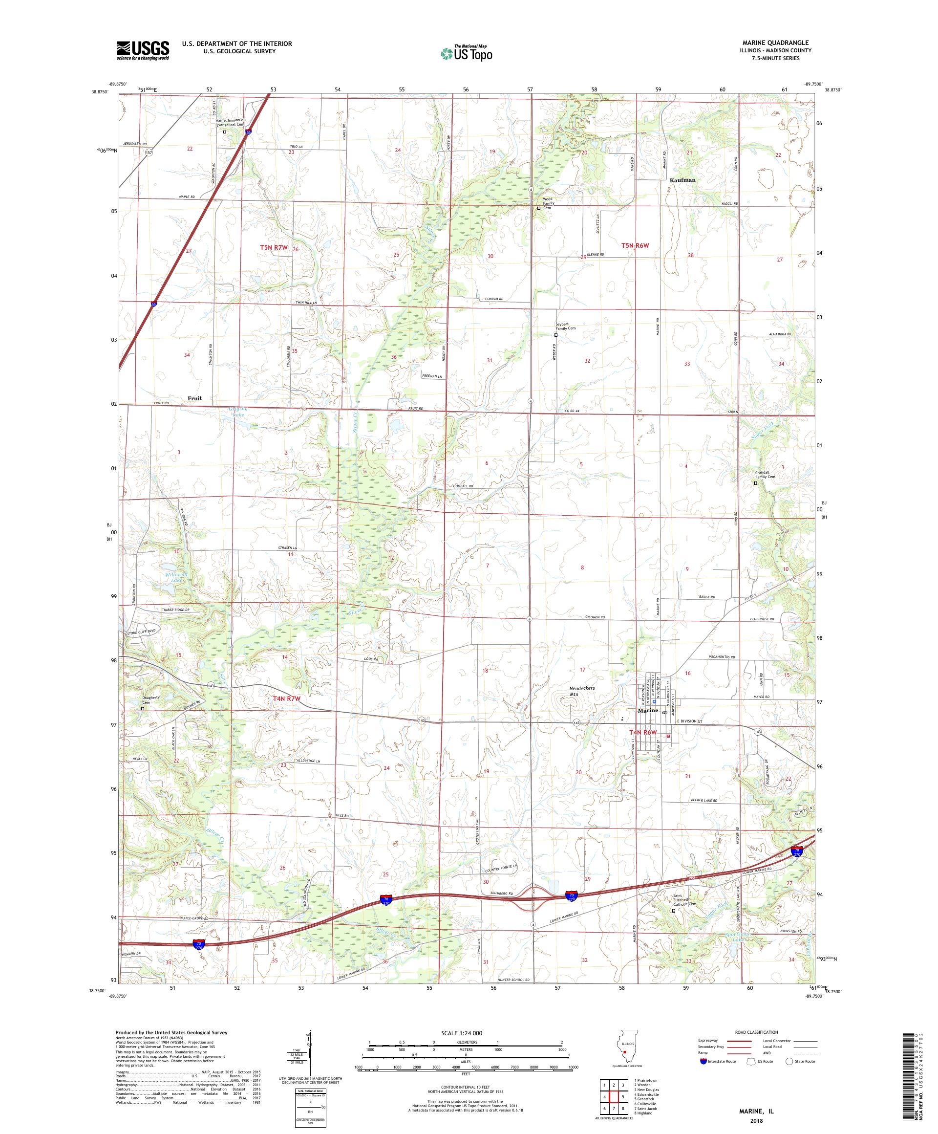 MyTopo Marine, Illinois USGS Quad Topo Map