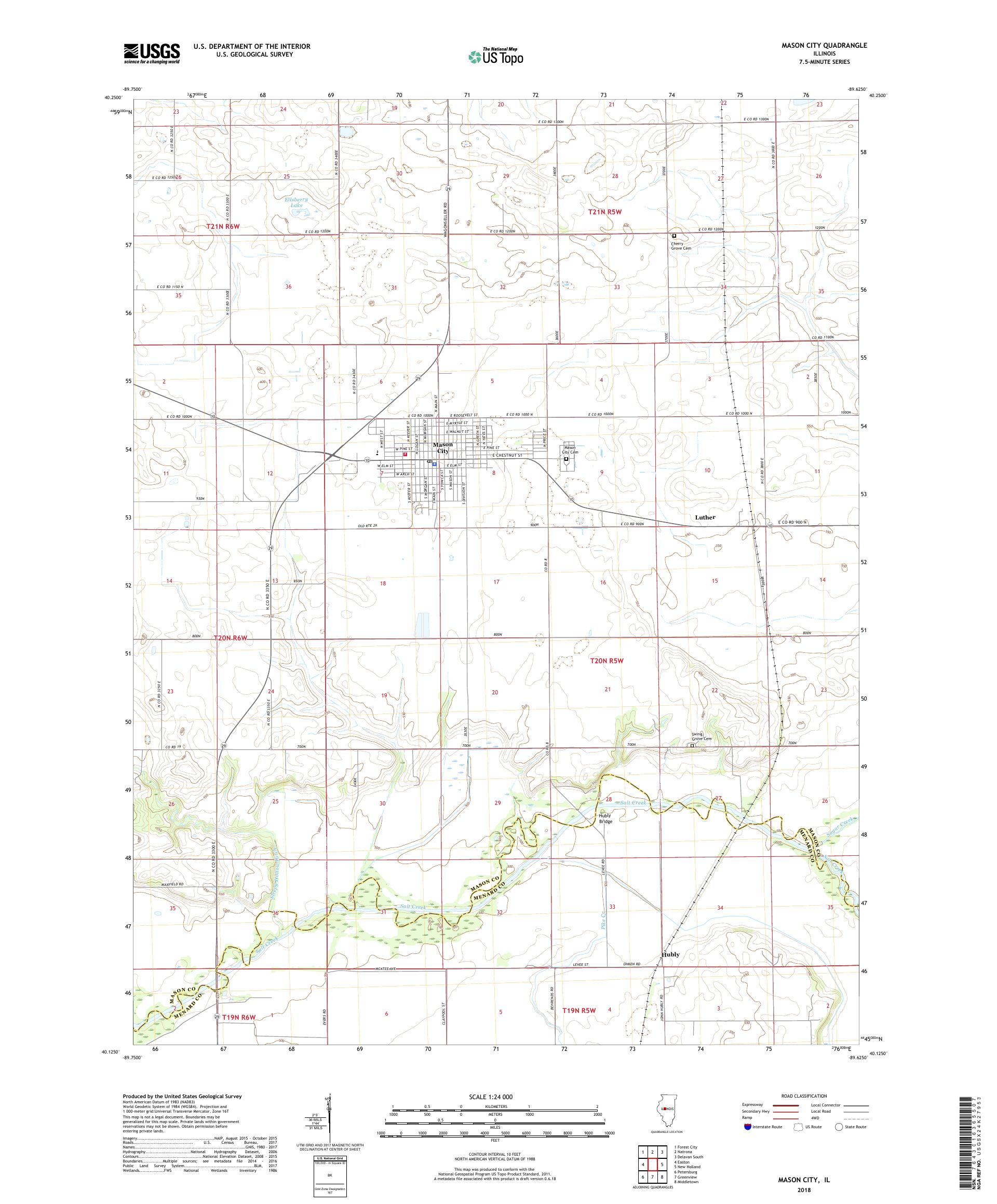 MyTopo Mason City, Illinois USGS Quad Topo Map