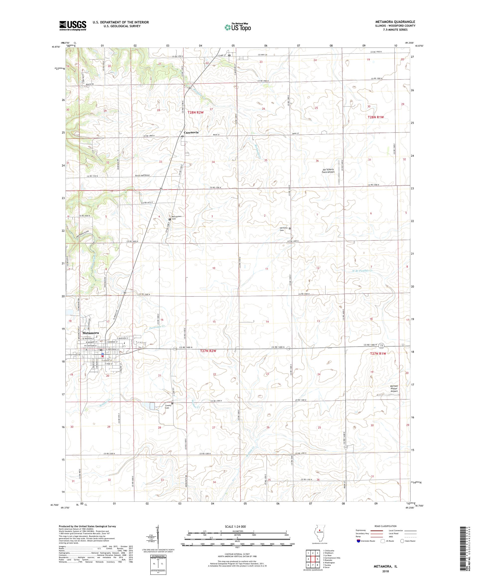 MyTopo Metamora, Illinois USGS Quad Topo Map