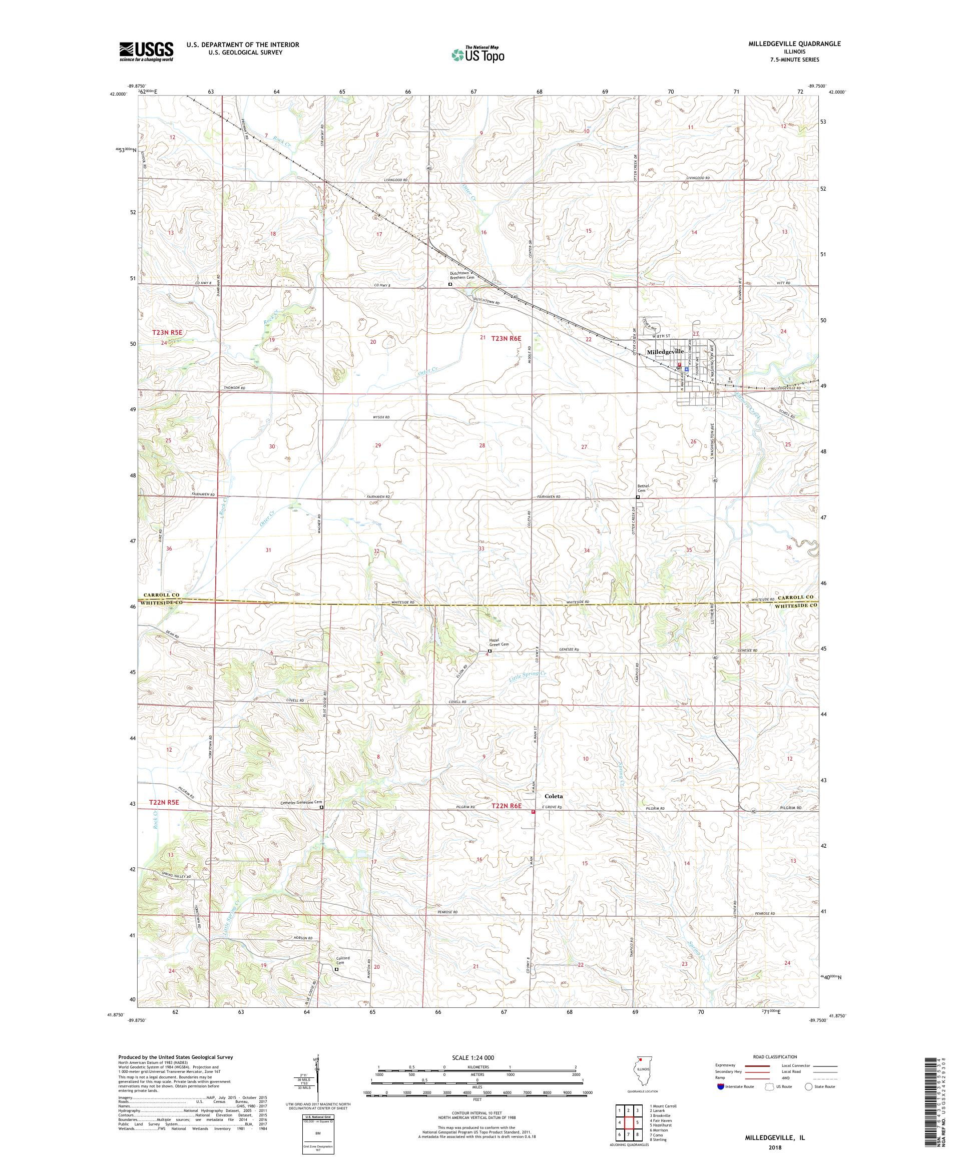 MyTopo Milledgeville, Illinois USGS Quad Topo Map