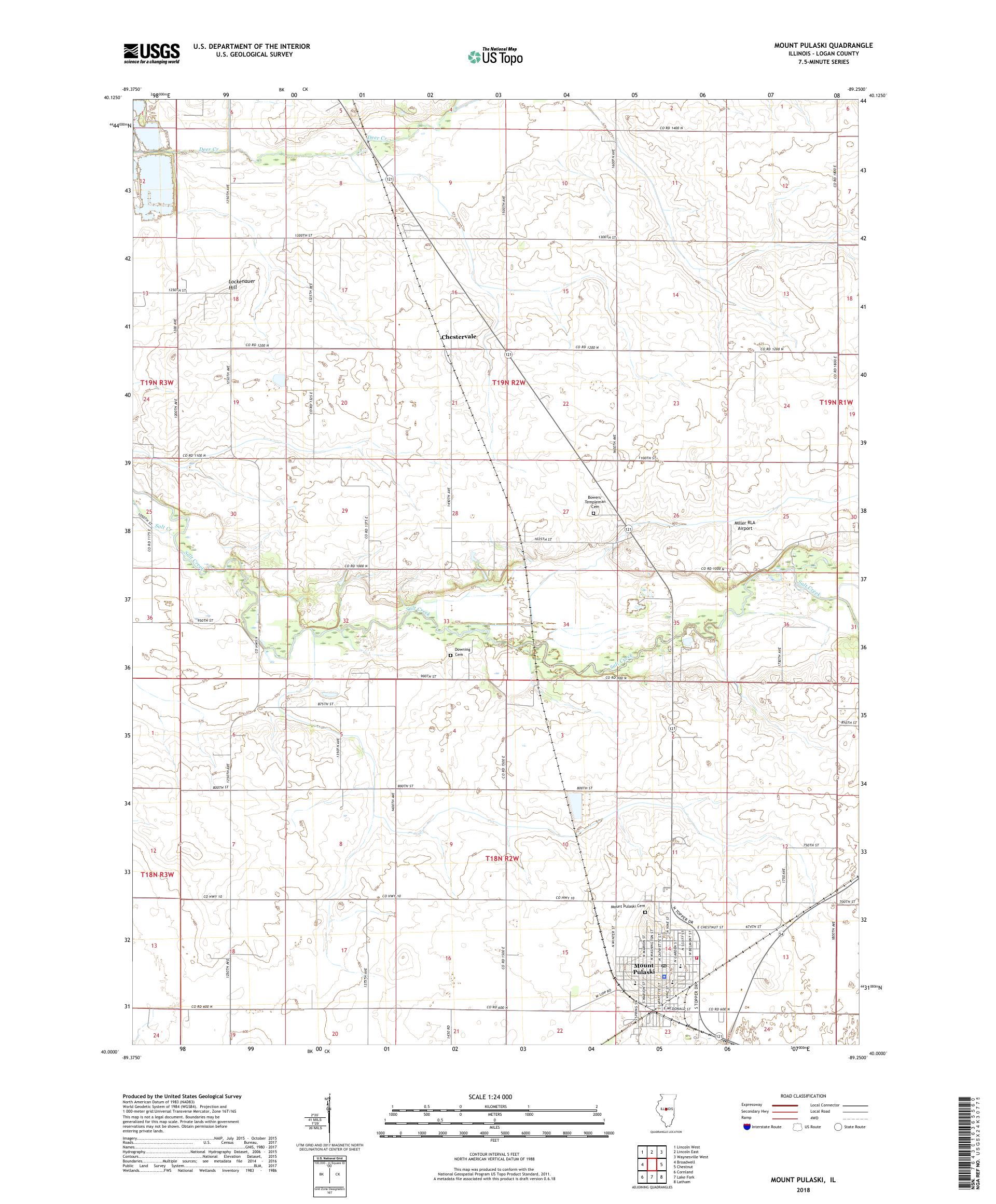 MyTopo Mount Pulaski, Illinois USGS Quad Topo Map