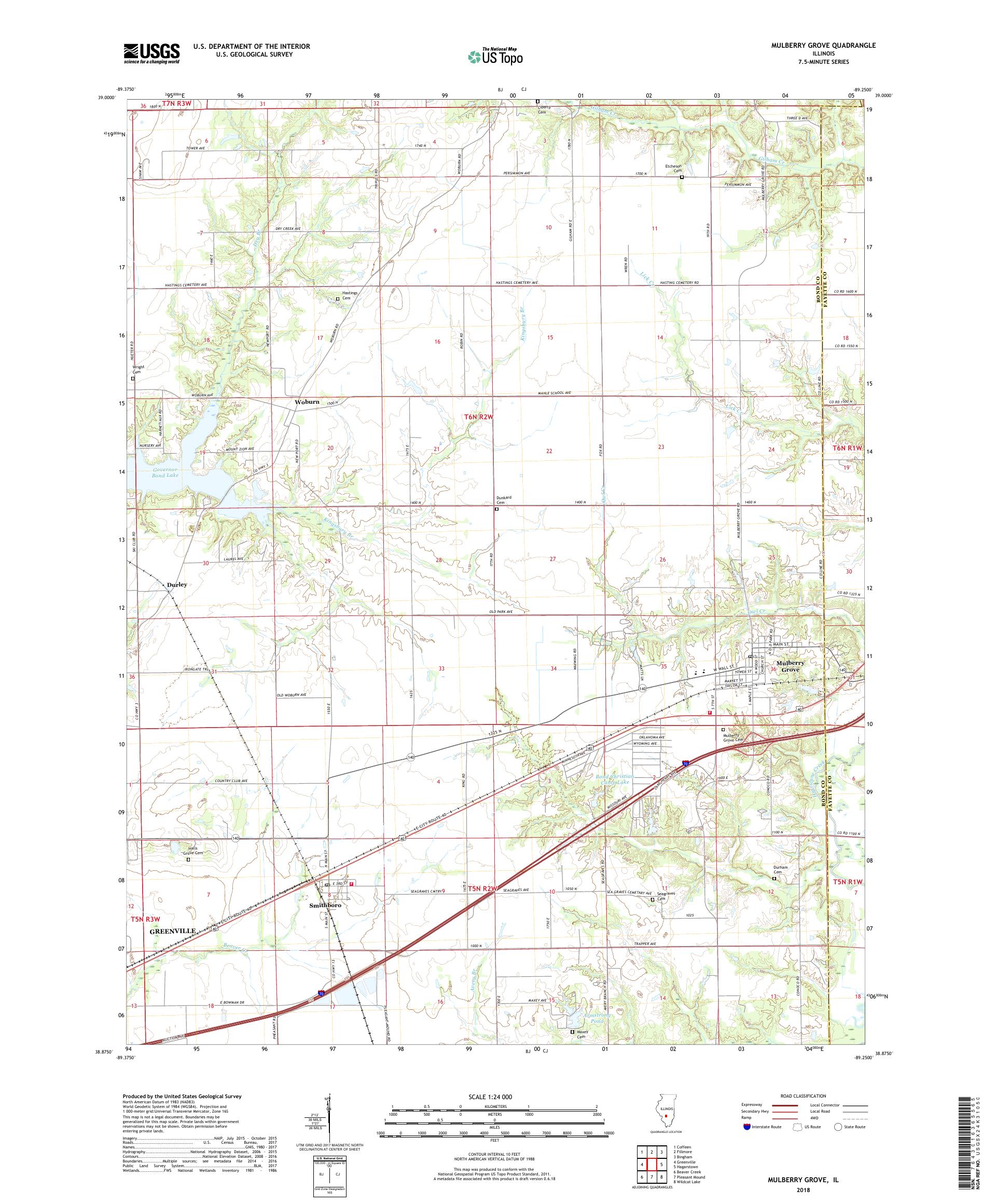 MyTopo Mulberry Grove, Illinois USGS Quad Topo Map